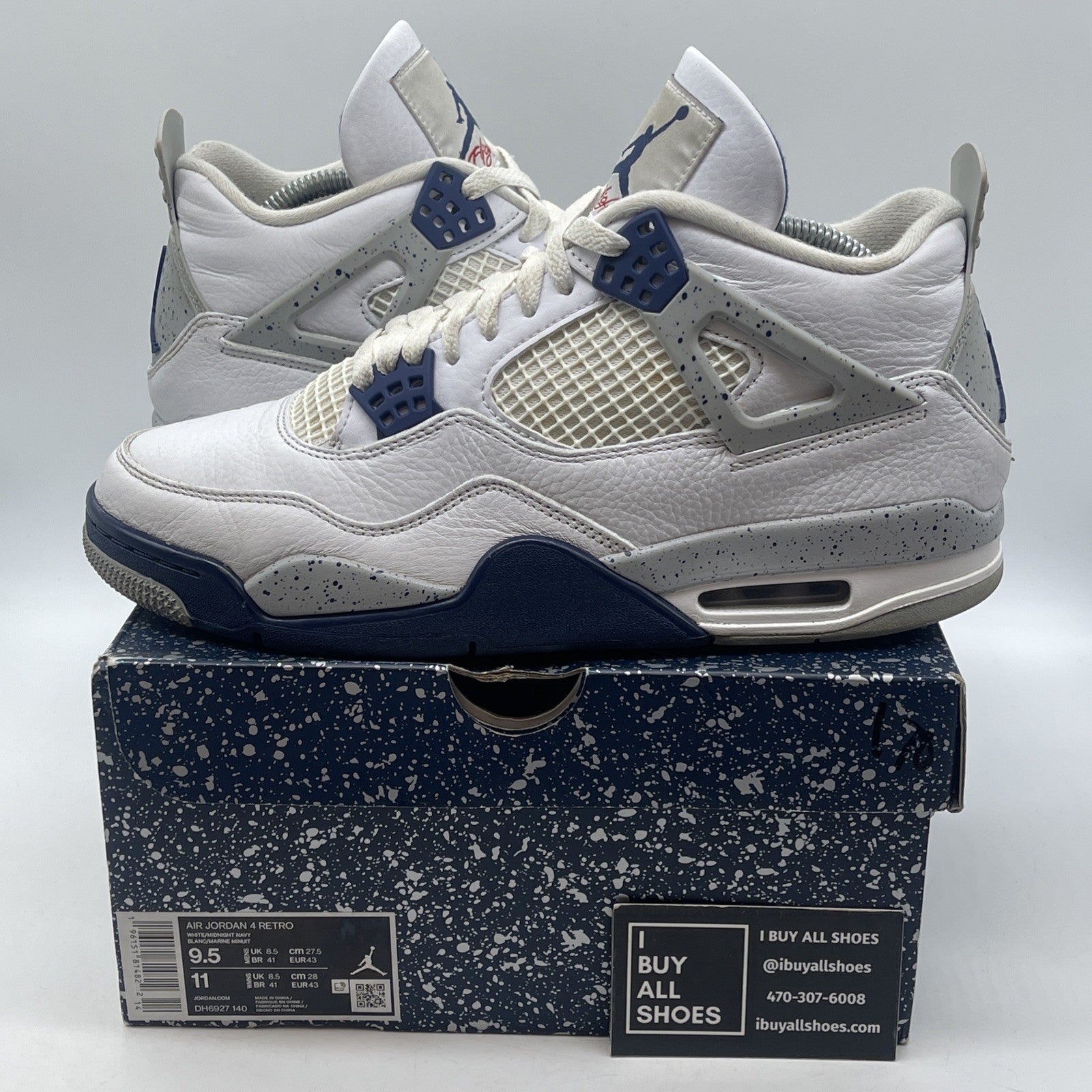 Size 9.5 - Jordan 4 Retro Mid Midnight Navy White Grey Leather (DH6927-140)