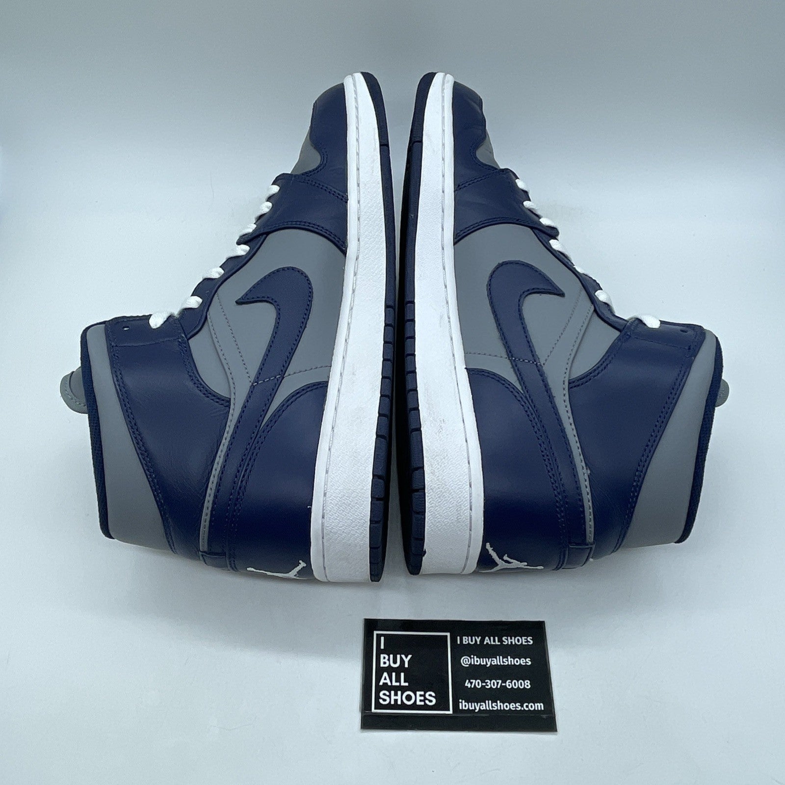 Size 12 - Air Jordan 1 Mid Georgetown Grey Blue Leather (554724-006)