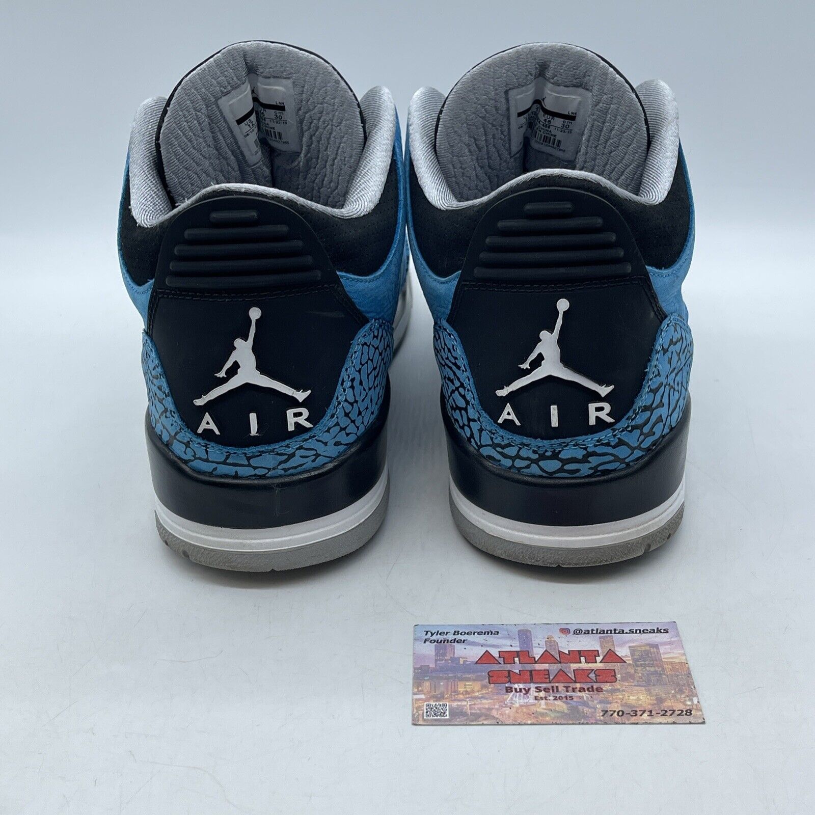 Size 12 - Air Jordan 3 Retro Powder Blue Black Suede Leather (136064-406)