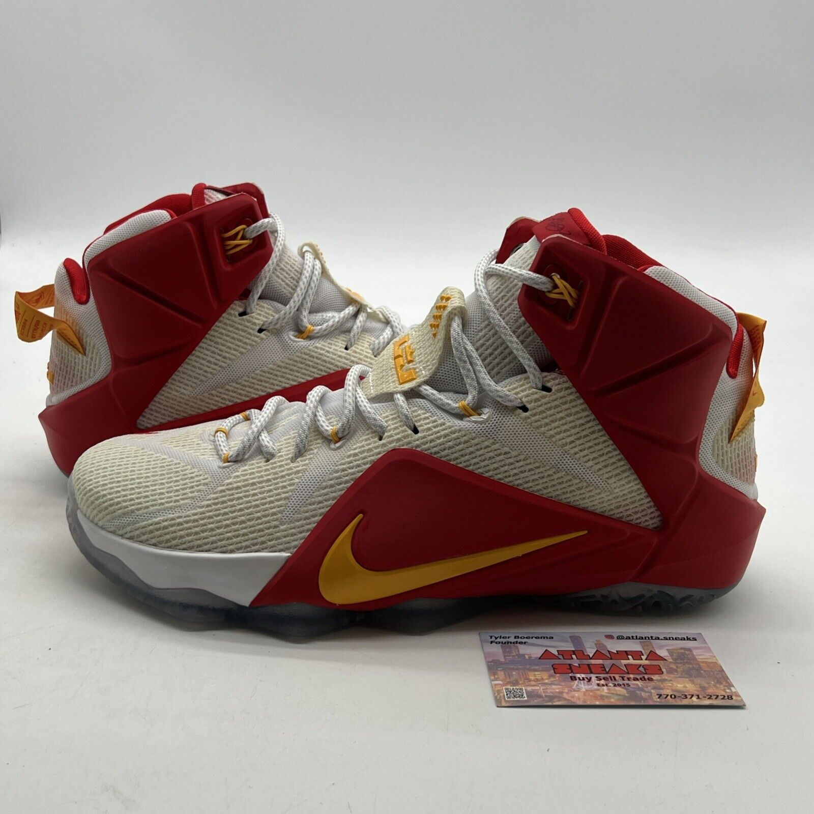 Size 9.5 - Nike LeBron 12 iD Unlocked Red/Yellow/White (799181-981)