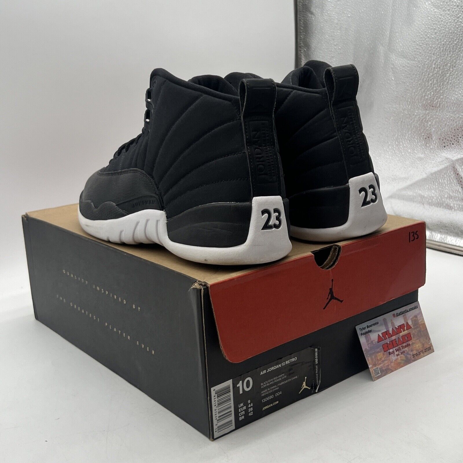 Size 10 - Air Jordan 12 Retro Neoprene Black White Red (130690-004)