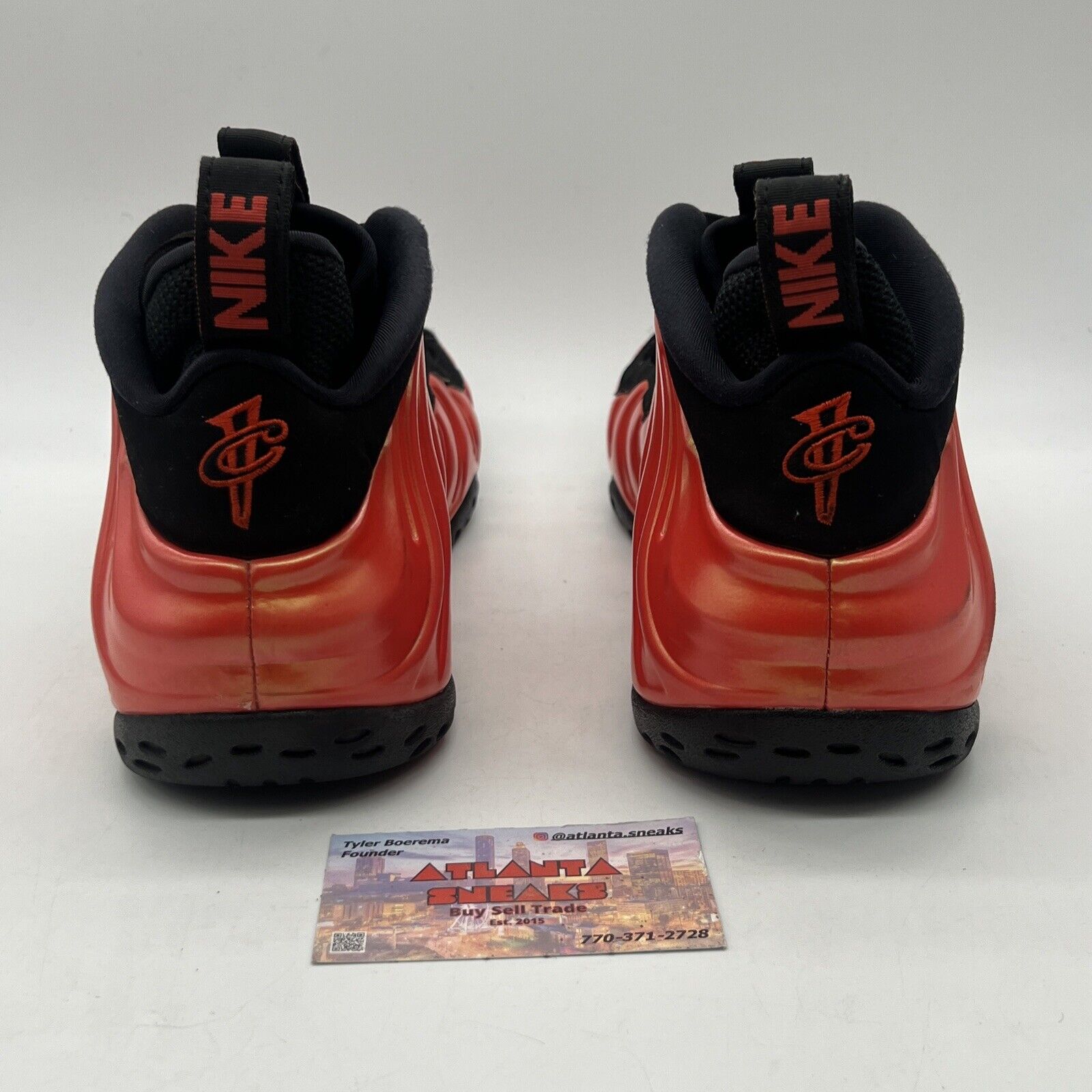 Size 10 - Nike Air Foamposite One Habanero Red Black Suede (314996-603) Used
