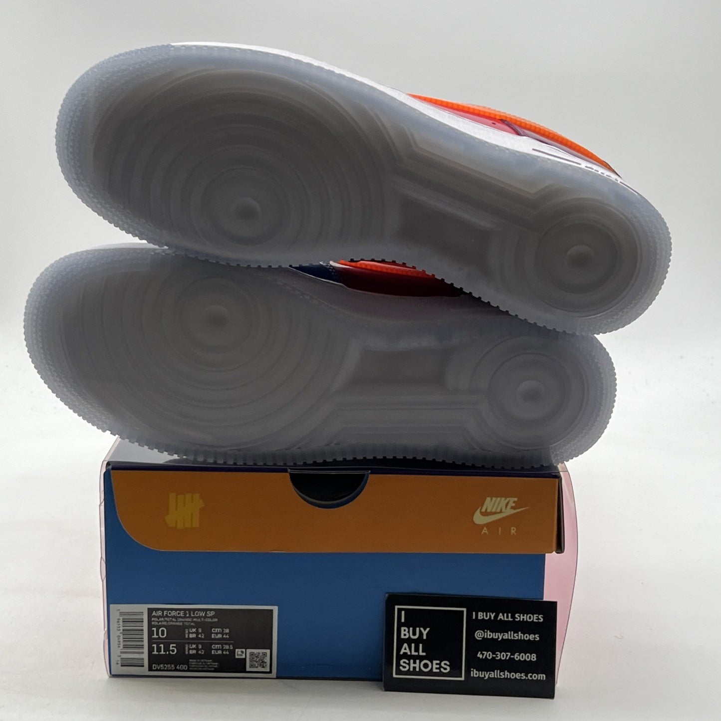 Size 10 - Nike Undefeated x Air Force 1 Low Total Orange (DV5255-400).