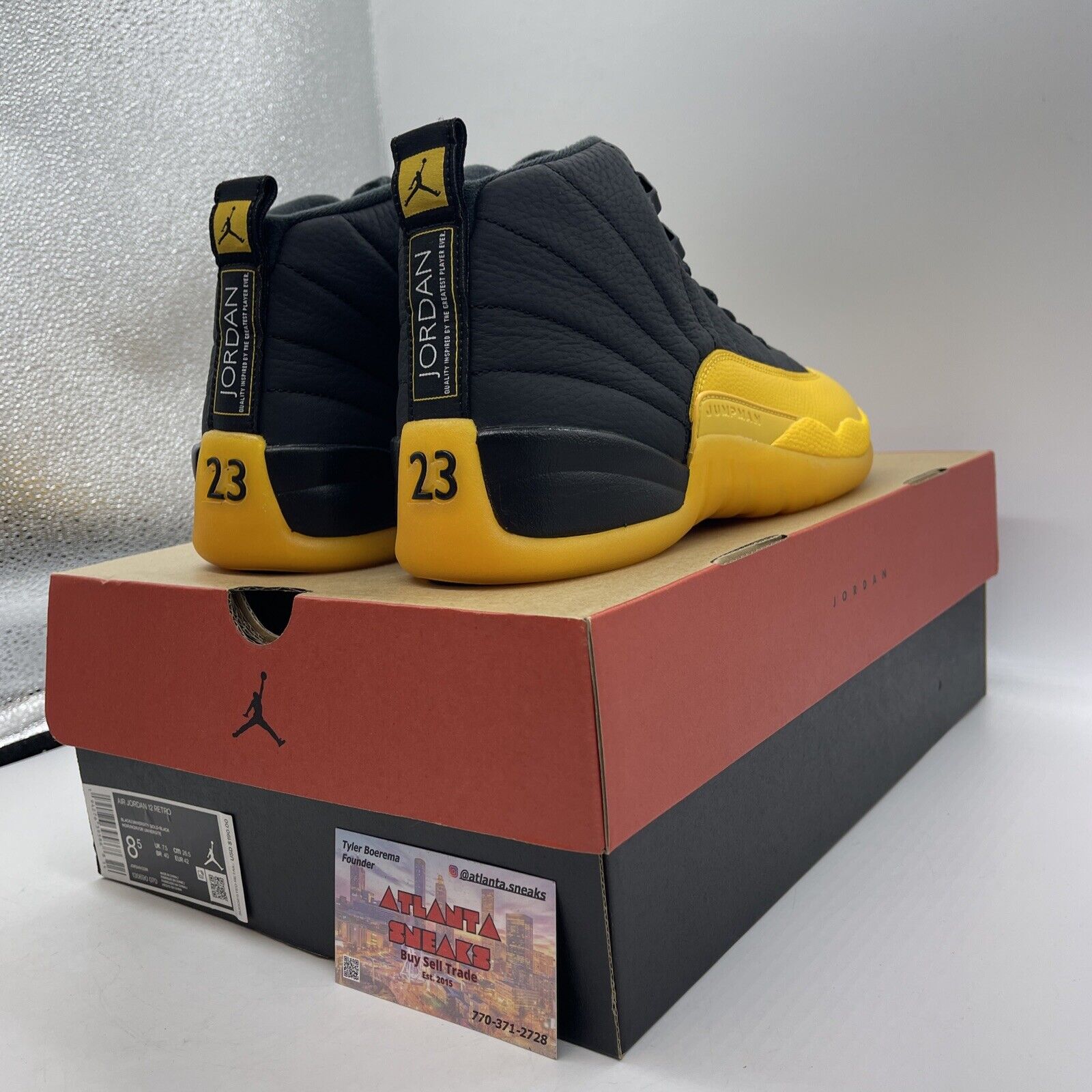 Size 8.5 - Jordan 12 Retro University Gold Yellow Black Leather (130690-070)