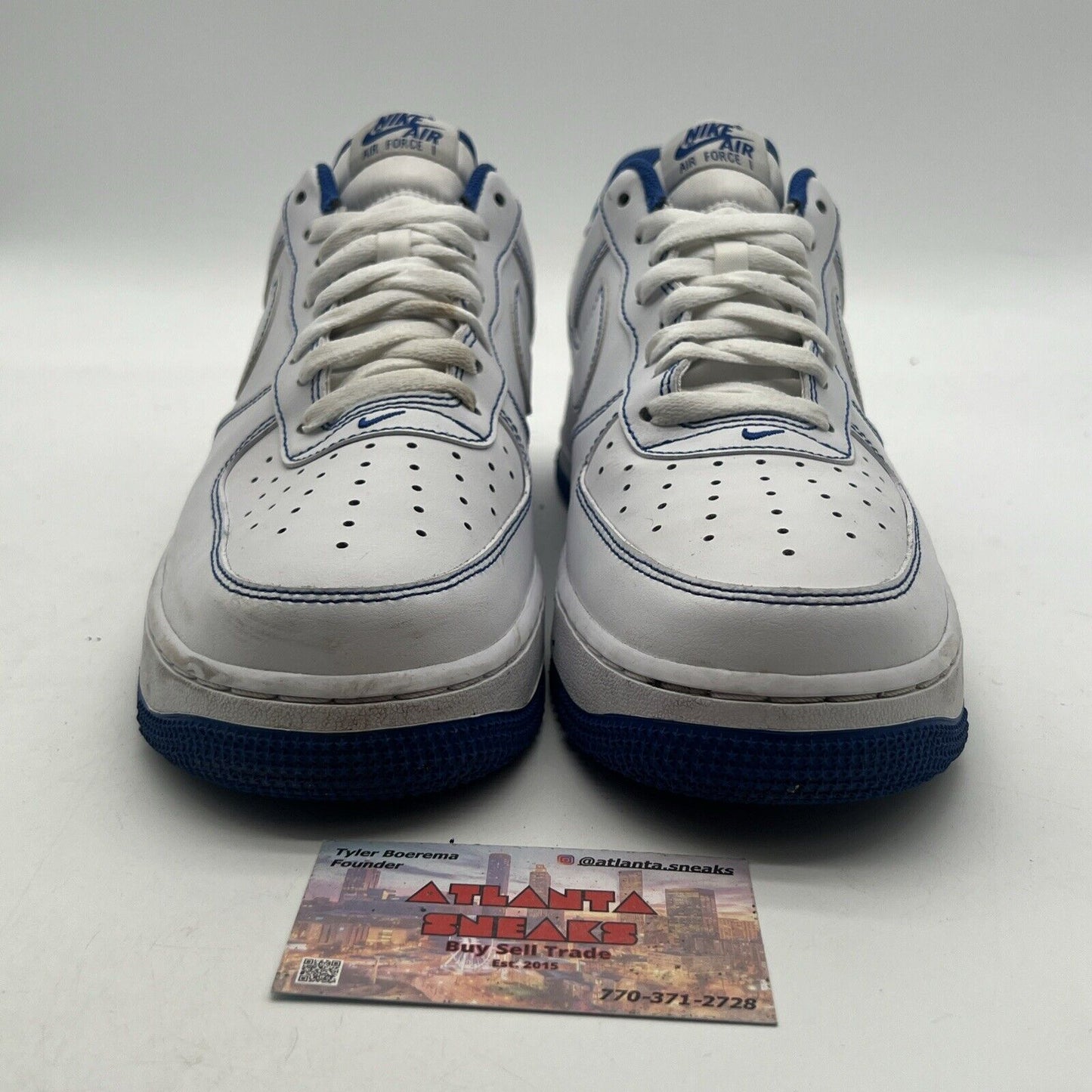 Size 10.5 - Nike Air Force 1 '07 Contrast Stitch - White Game Royal (CV1724-101)