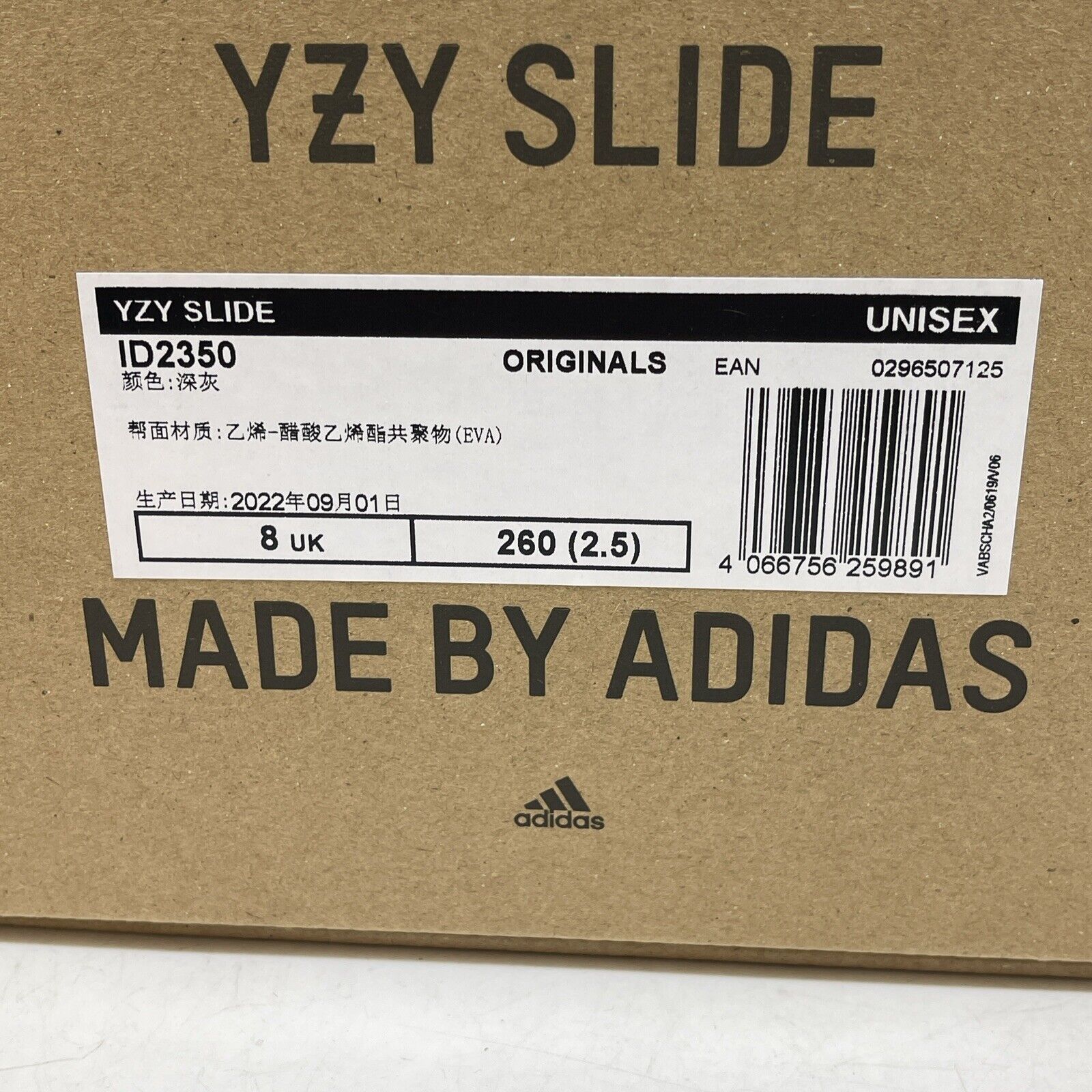 Size 8 - Adidas Yeezy Slide Slate Grey Black  (ID2350)