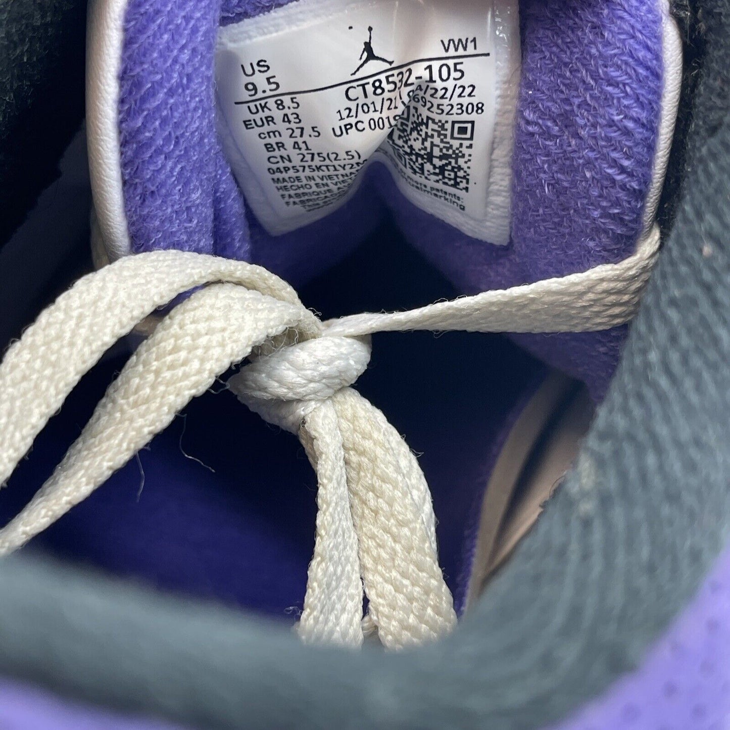 Size 9.5 - Jordan 3 Retro Mid Dark Iris Grey Purple White Leather (CT8532-105)