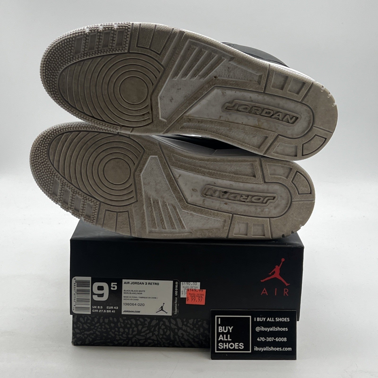 Size 9.5 - Air Jordan 3 Retro Cyber Monday (136064-020)