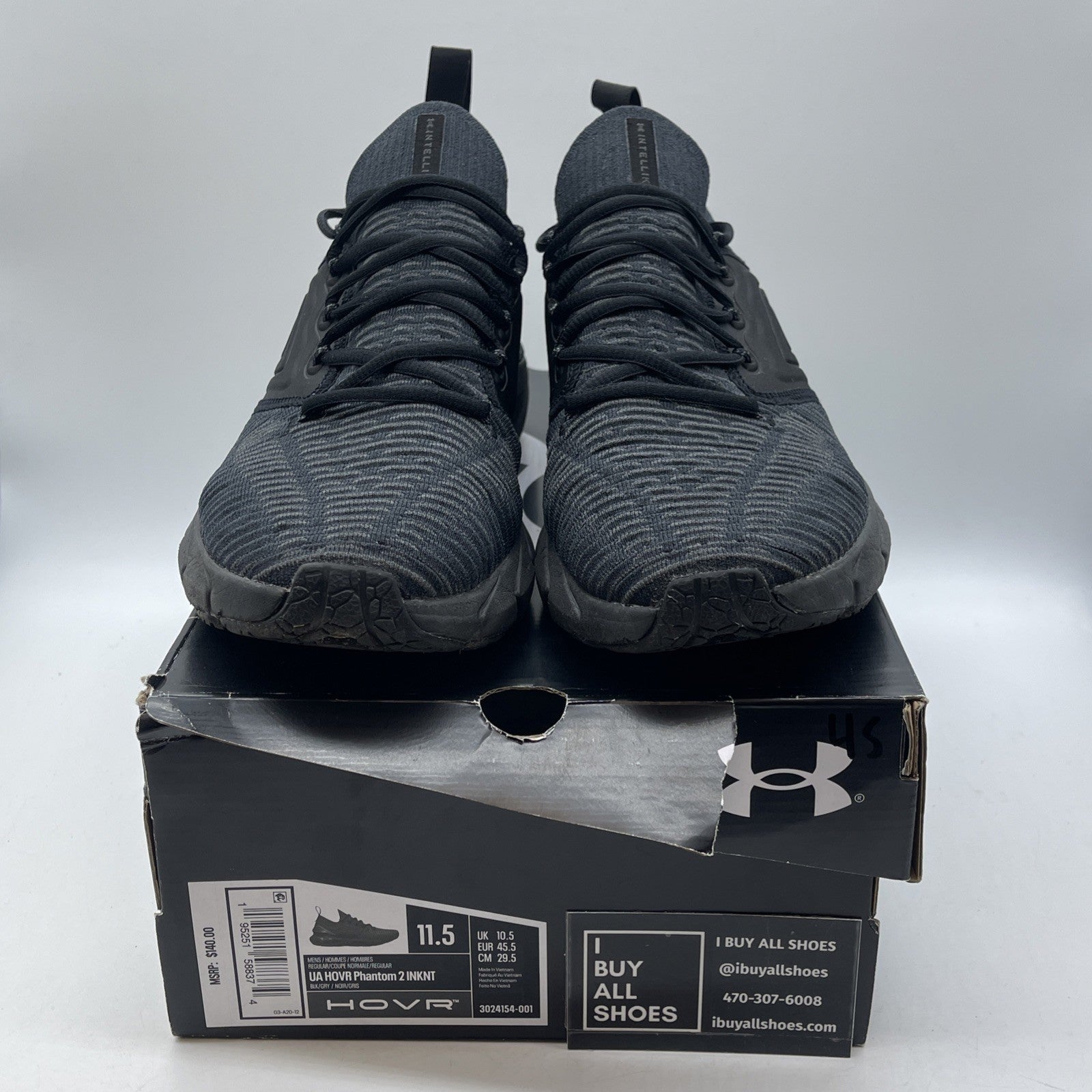 Size 11.5 - Under Armour HOVR Phantom 2 IntelliKnit Black Suede (3024154-001)
