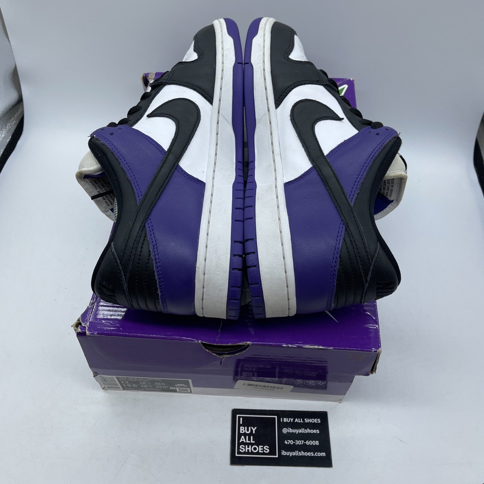 Size 12 - Nike Dunk SB Low Court Purple White Black Leather (BQ6817-500)