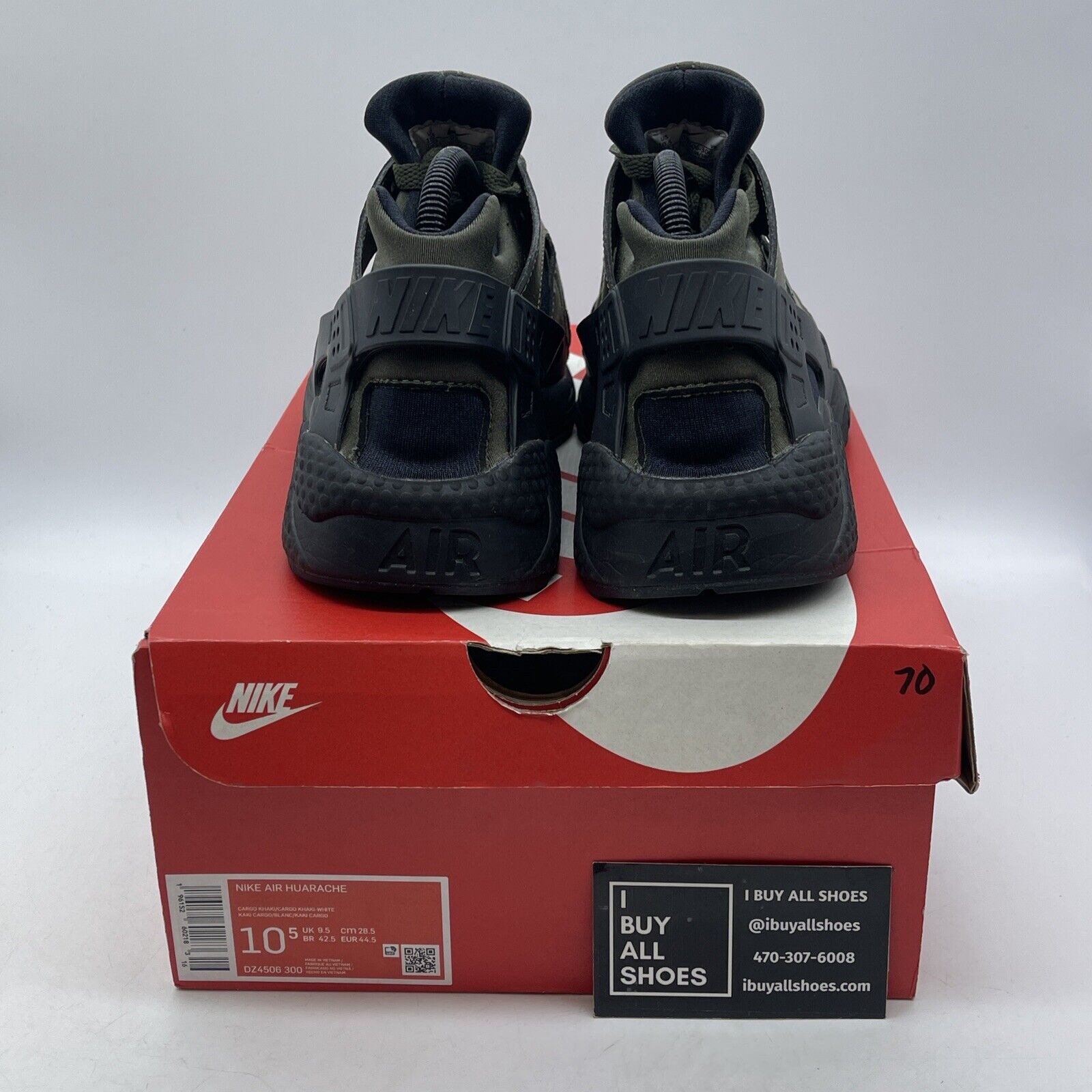 Size 10.5 - Nike Air Huarache Cargo Khaki Black Green Suede Rubber (DZ4506-300)