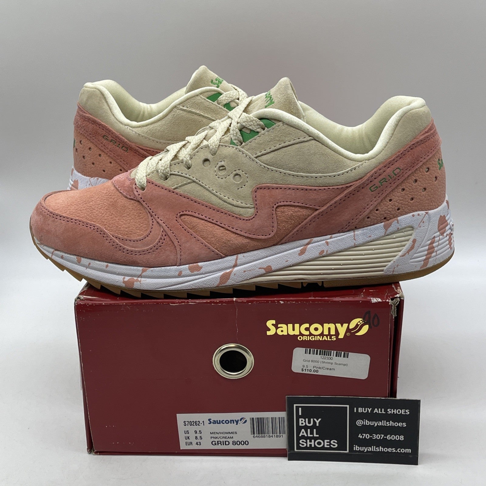 Size 9.5 - Saucony Grid 8000 Shrimp Scampi Pink Brown Suede (S70262-1)