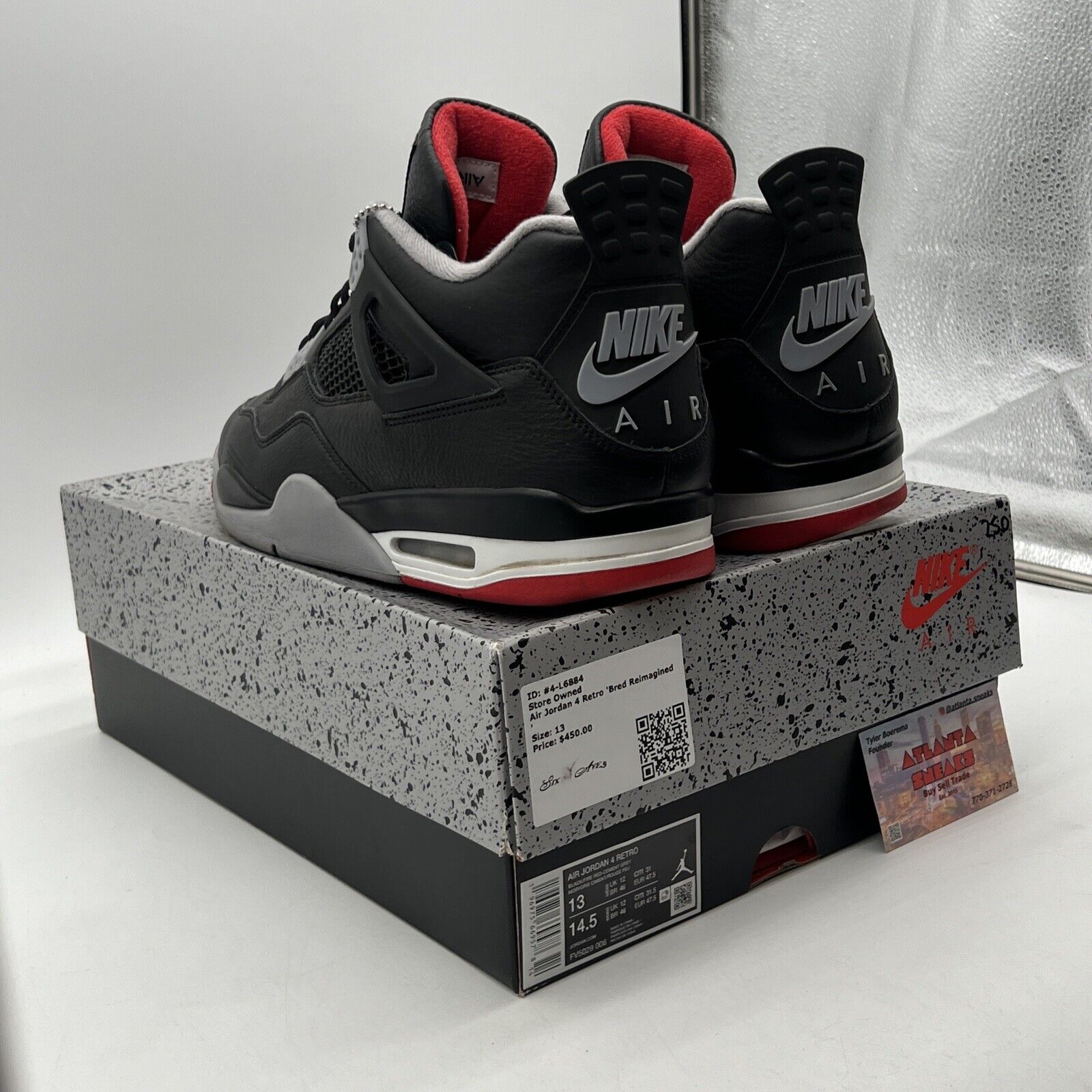 Size 13 - Air Jordan 4 Retro Bred Reimagined Black White Red (FV5029-006)