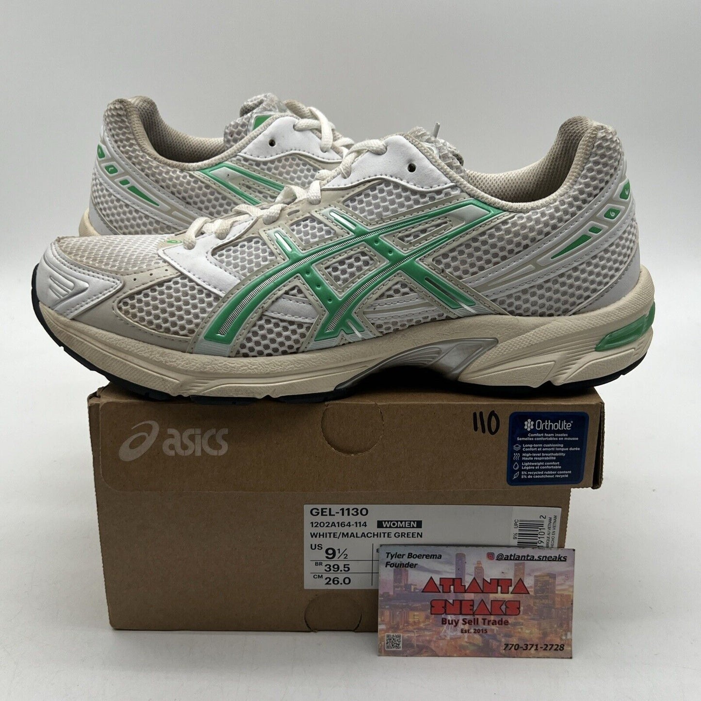 Size 9 - Asics Gel 1130 ‘Green Malachite’ (1202A164-114) White Grey