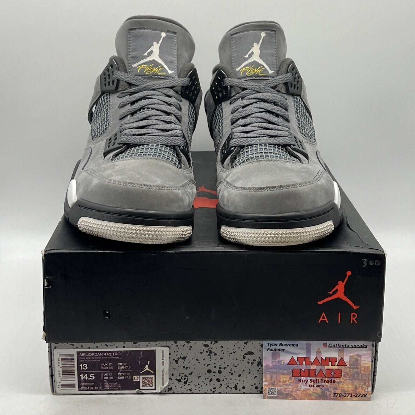 Size 13 - Jordan 4 Retro Low Cool Grey White Black Suede (308497-007)