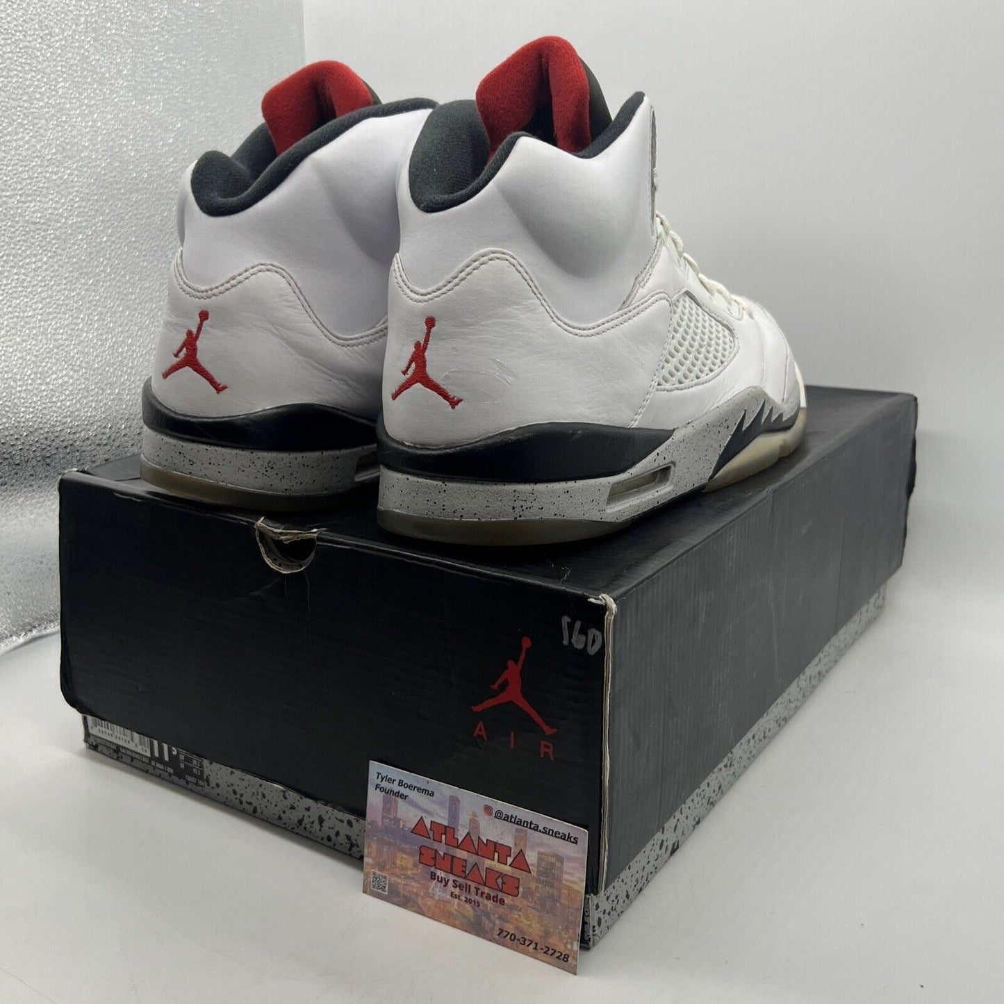 Size 11.5 - Air Jordan 5 Retro White Cement Black Red White Leather (136027-104)