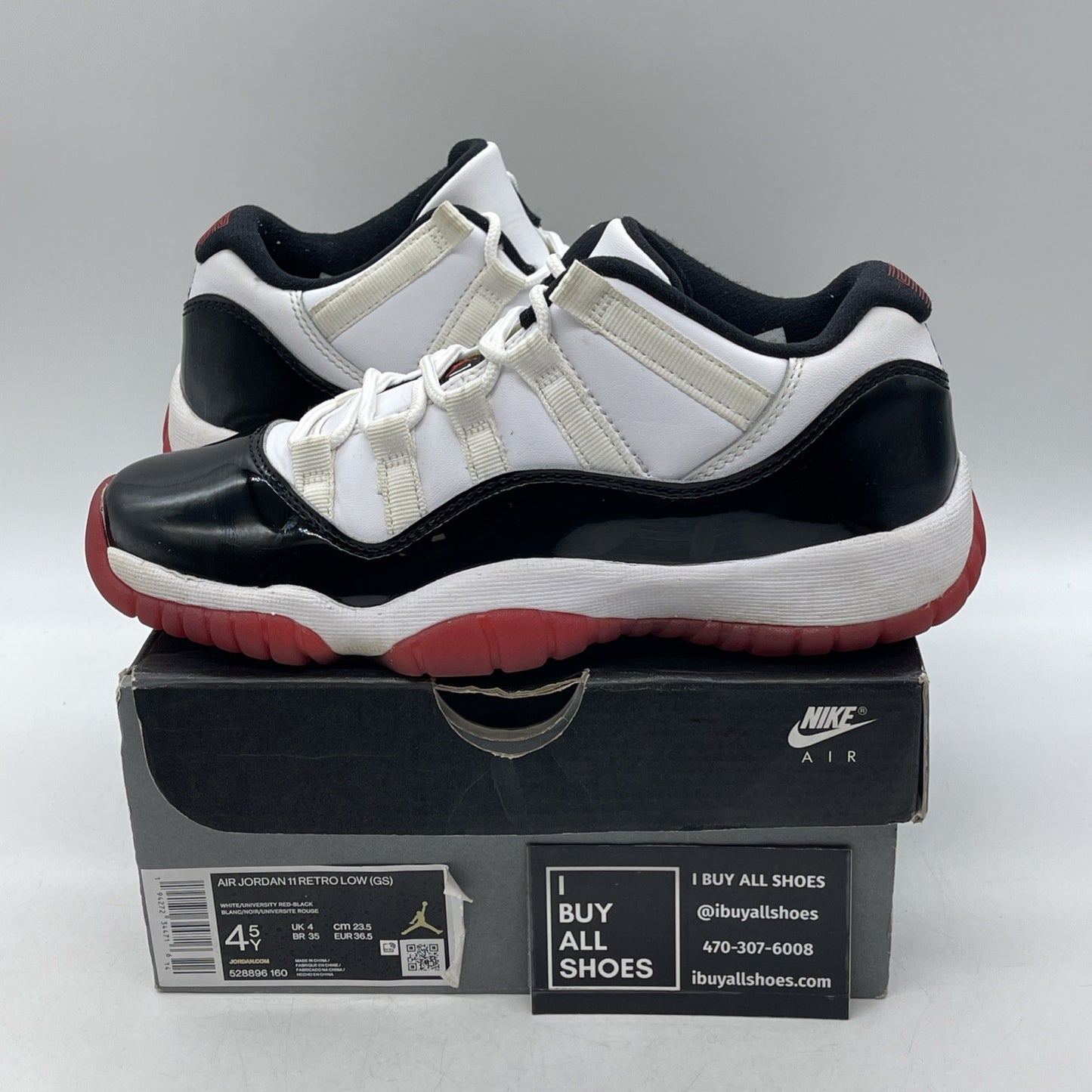 Size 4.5Y - Air Jordan XI 11 Retro Low GS Concord Bred  (528896-160)