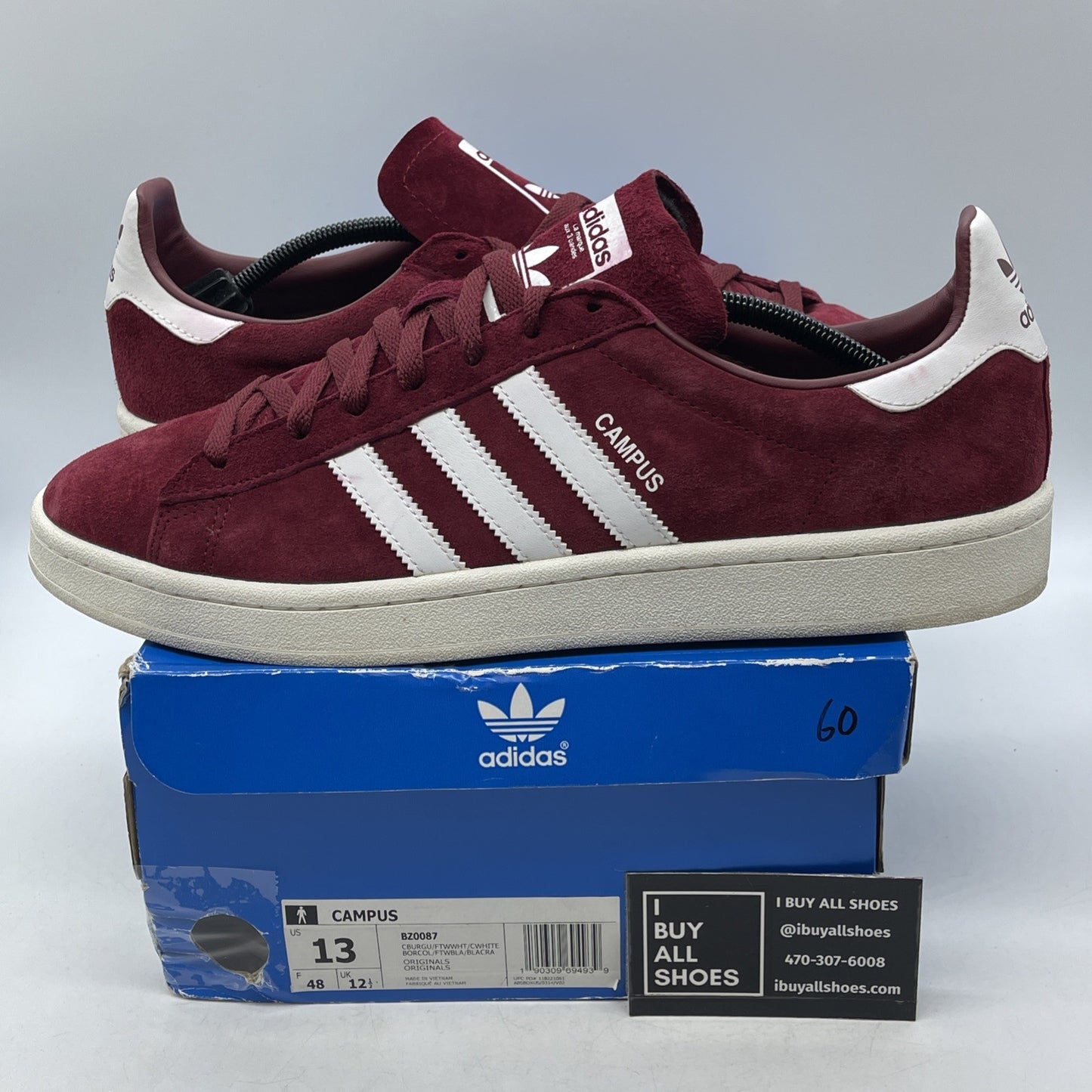 Size 13 - Adidas Campus Collegiate Burgundy (BZ0087)