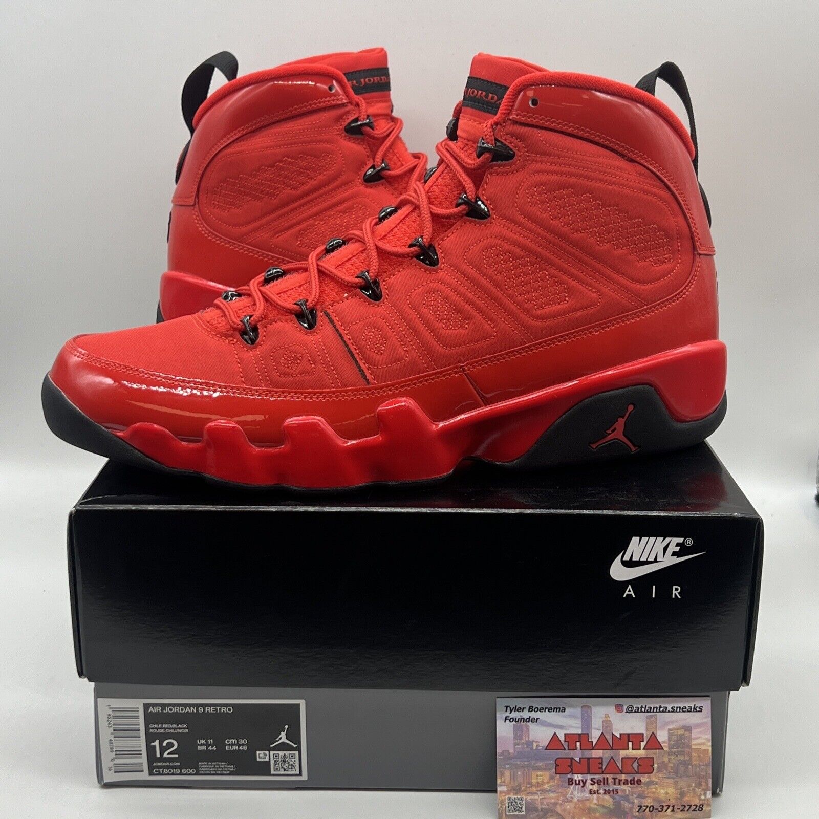 Size 12 - Jordan 9 Chile Red Brand New Og All Black