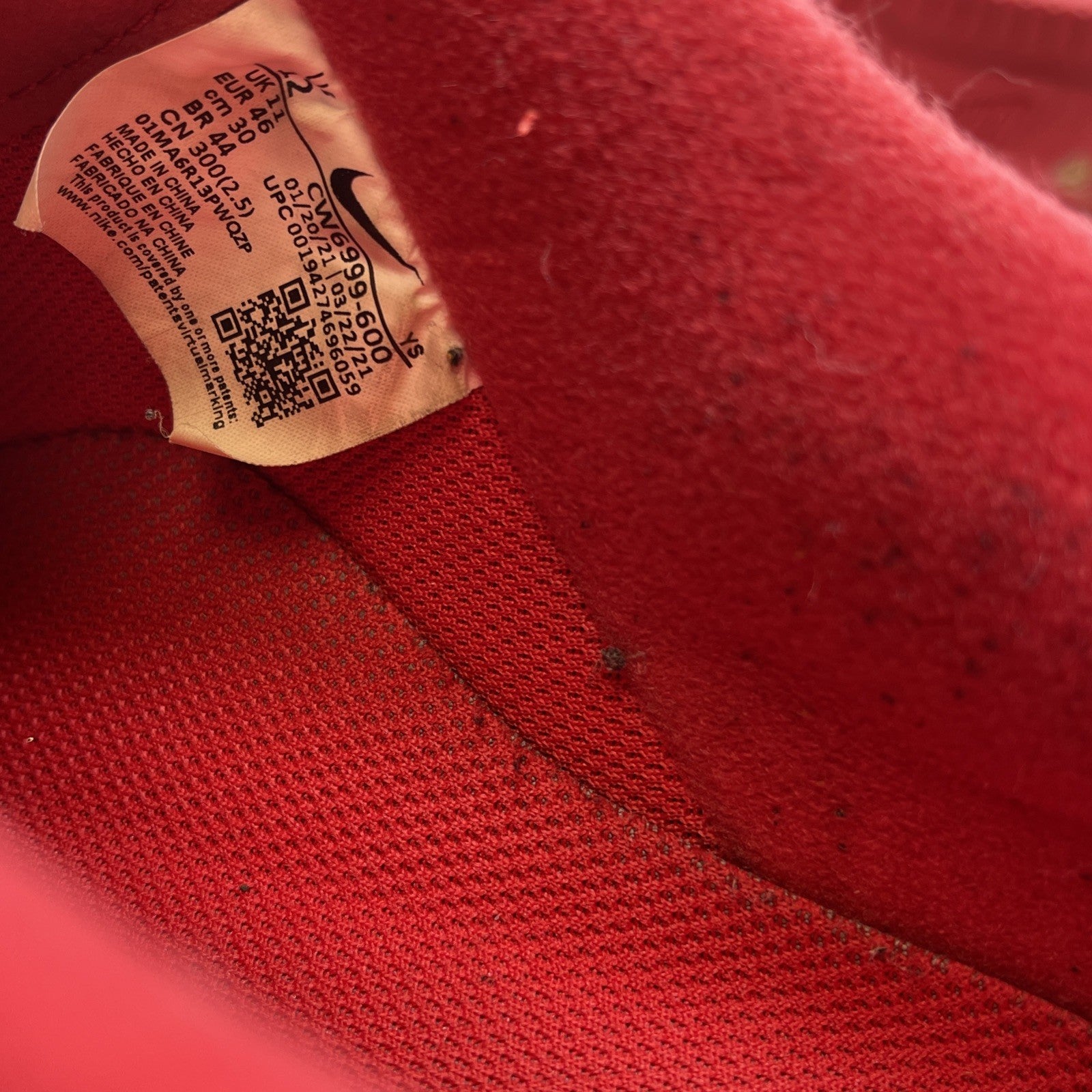 Size 12 - Nike Air Force 1 Low Triple Red Leather (CW6999-600)