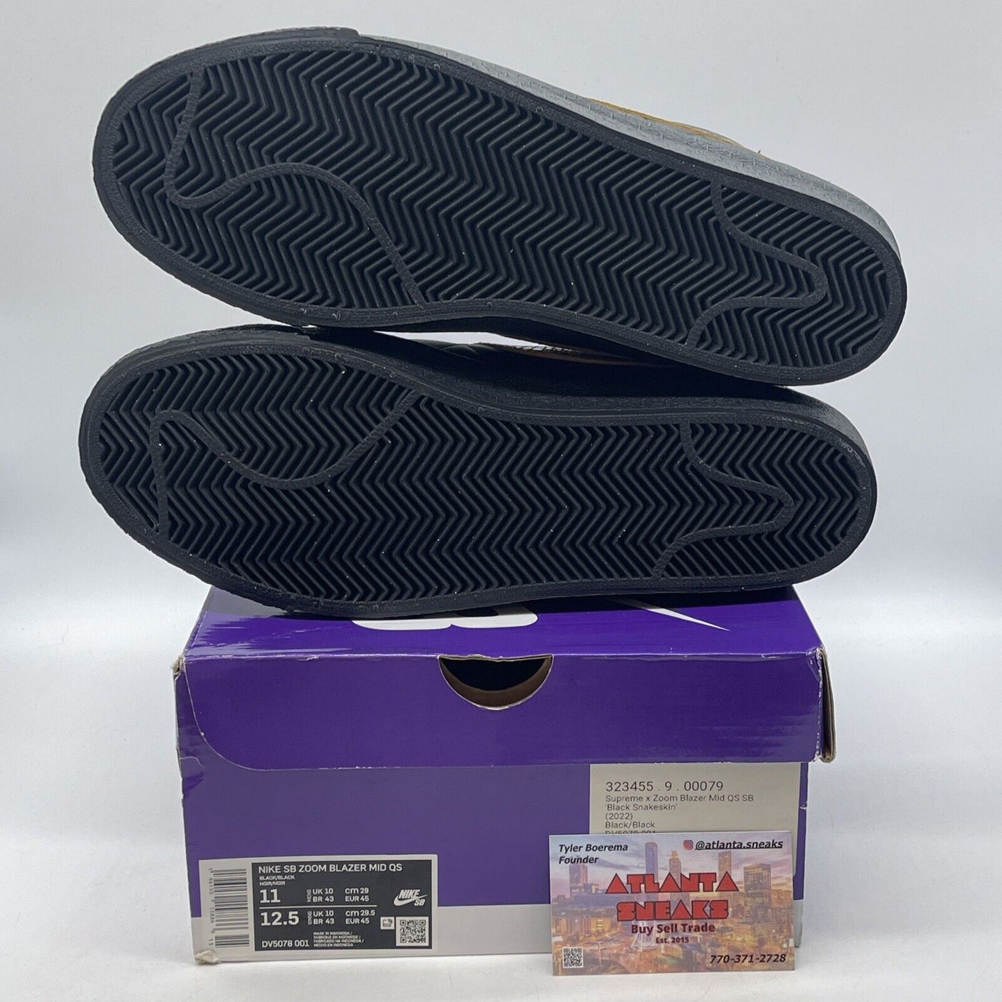 Size 11 - Nike Supreme x Zoom Blazer QS SB Mid Black Snakeskin (DV5078-001)