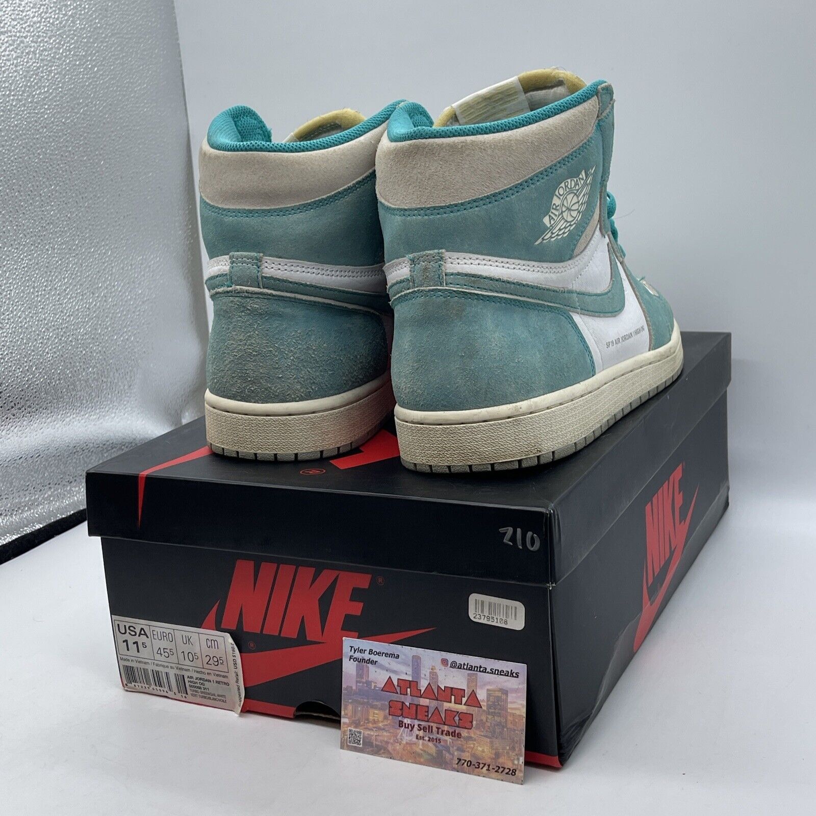 Size 11.5 - Jordan 1 Retro OG High Turbo Green Grey Suede Leather (555088-311)