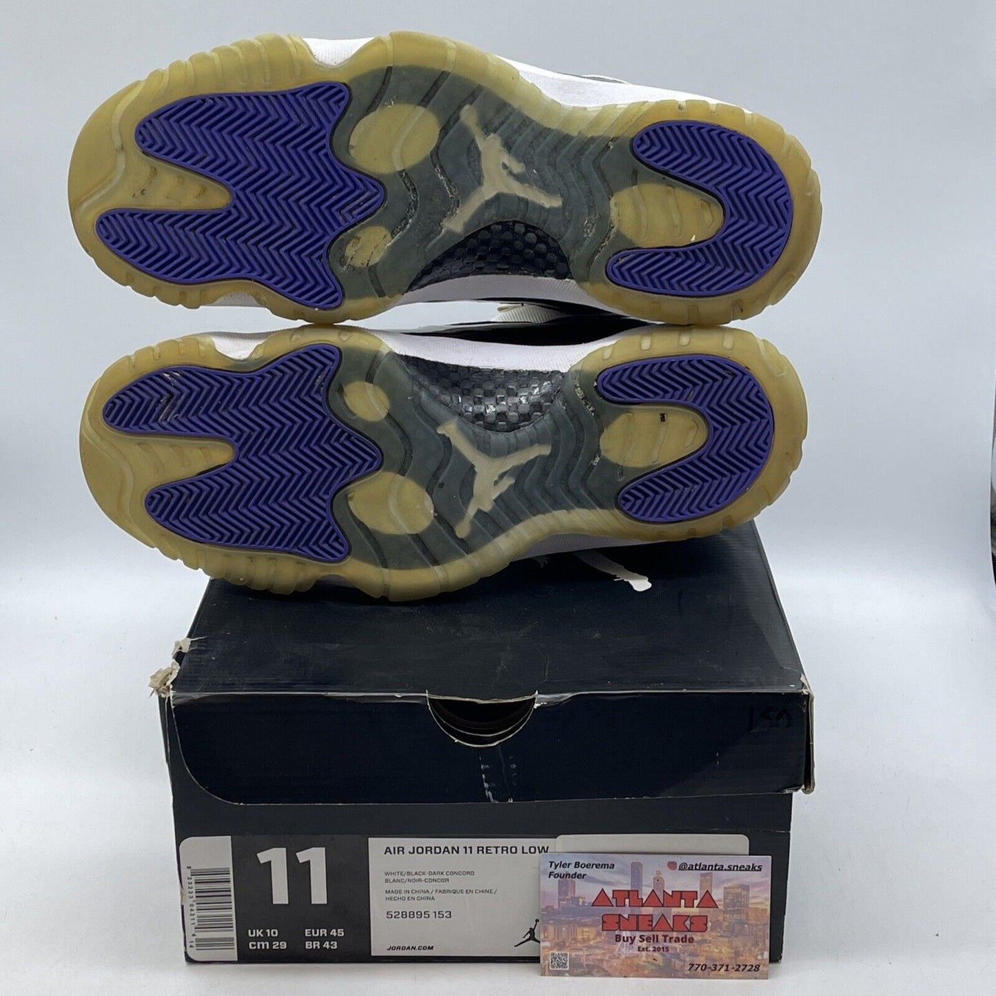 Size 11 - Air Jordan 11 Retro Low Concord Black Leather White Suede (528895-153)