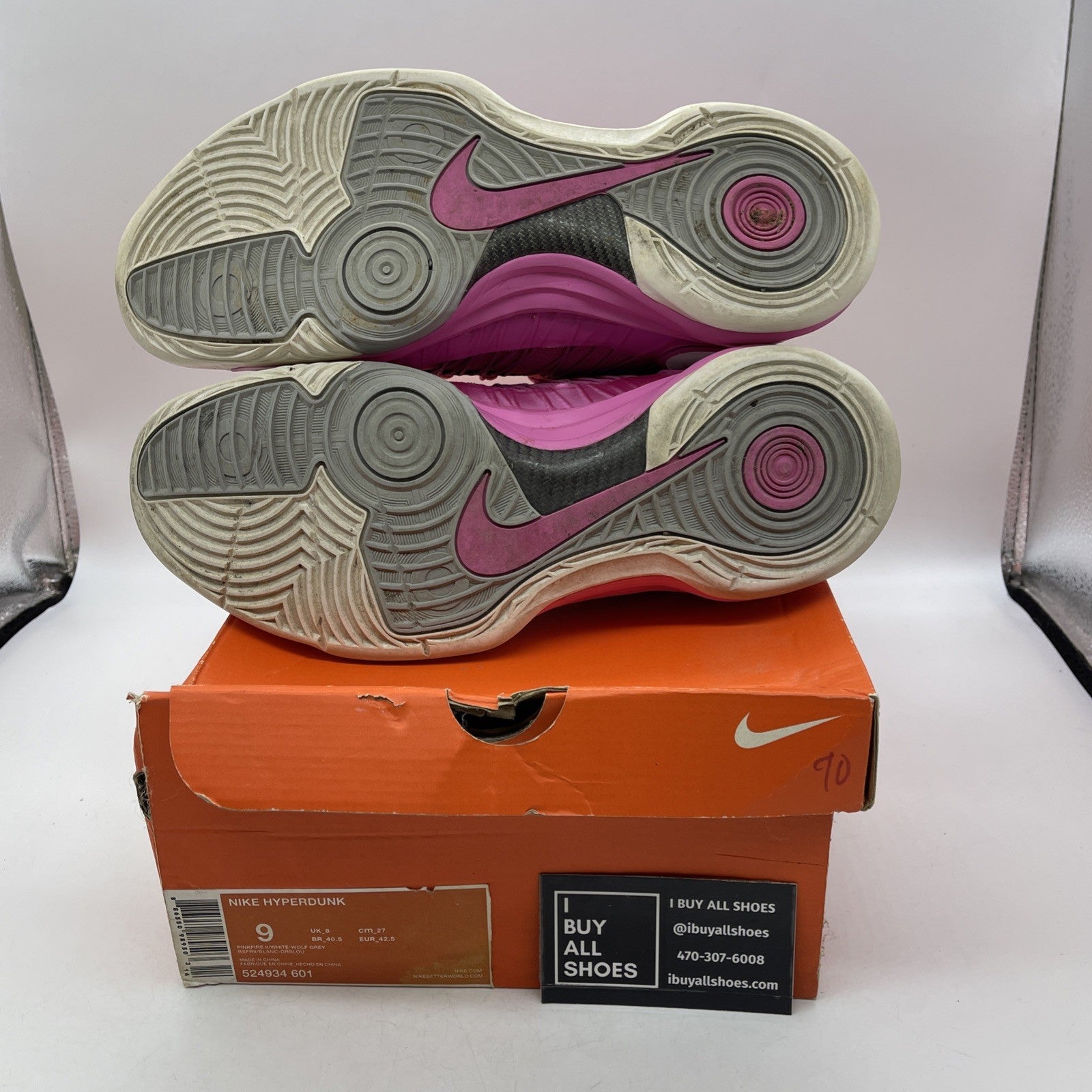 Size 9 - Nike Hyperdunk 2012 Think Pink (524934-601)