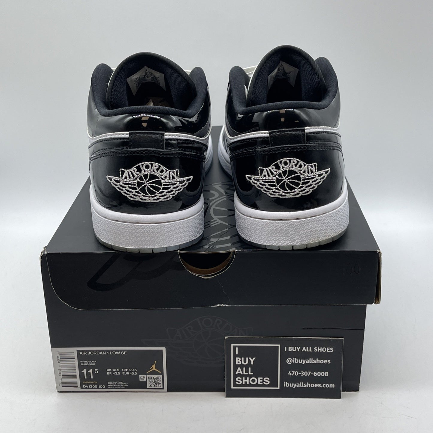 Size 11.5 - Jordan 1 Low SE Concord Black White Leather (DV1309-100)