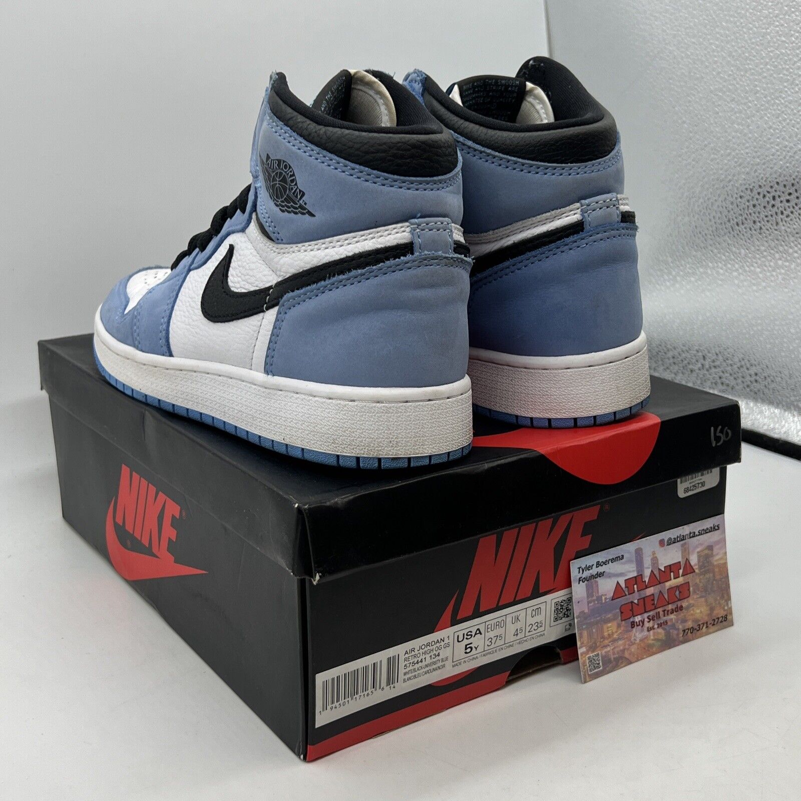 Size 5Y - Jordan 1 Retro OG High University Blue White Leather (575441-134)