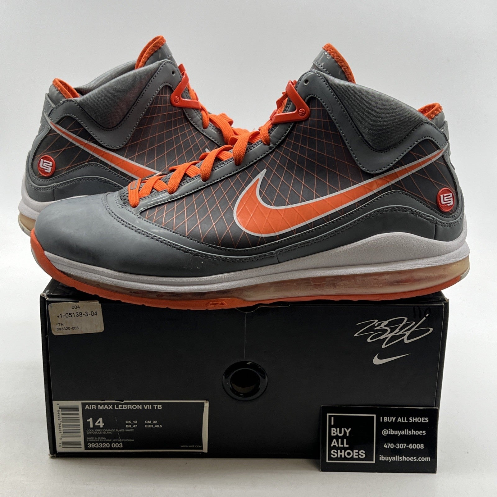 Size 14 - Nike Air Max LeBron 7 TB Orange Blaze (393320-003)