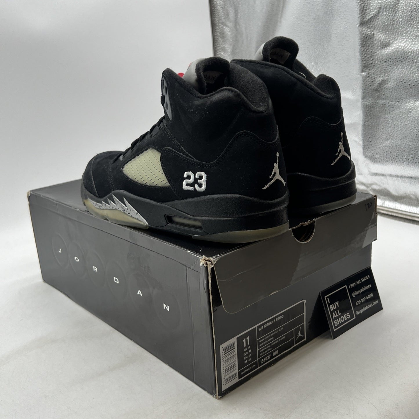 Size 11 - Air Jordan 5 Retro 2011 Black Metallic (136027-010)