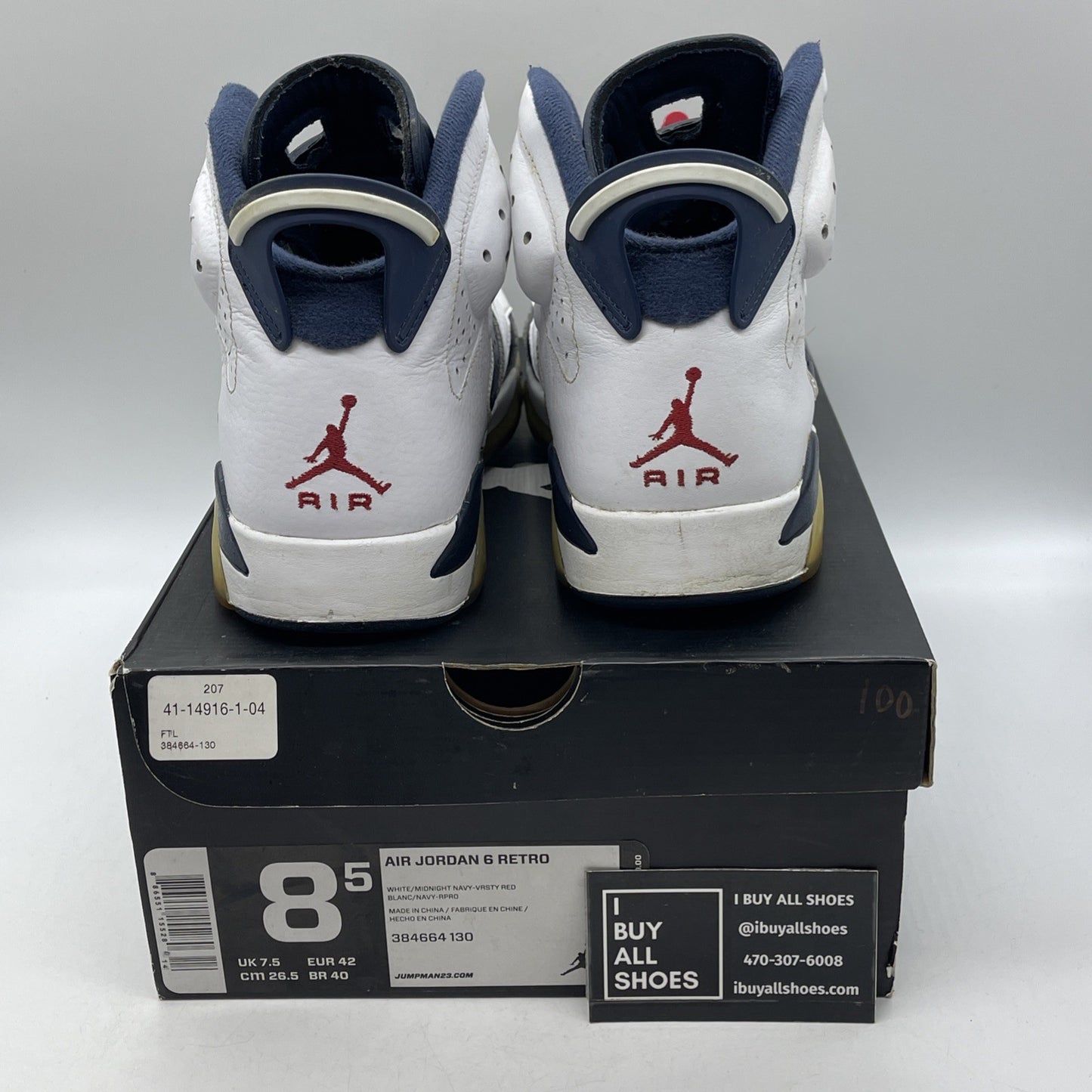 Size 8.5 - Air Jordan 6 Retro 2012 Olympic (384664-130)