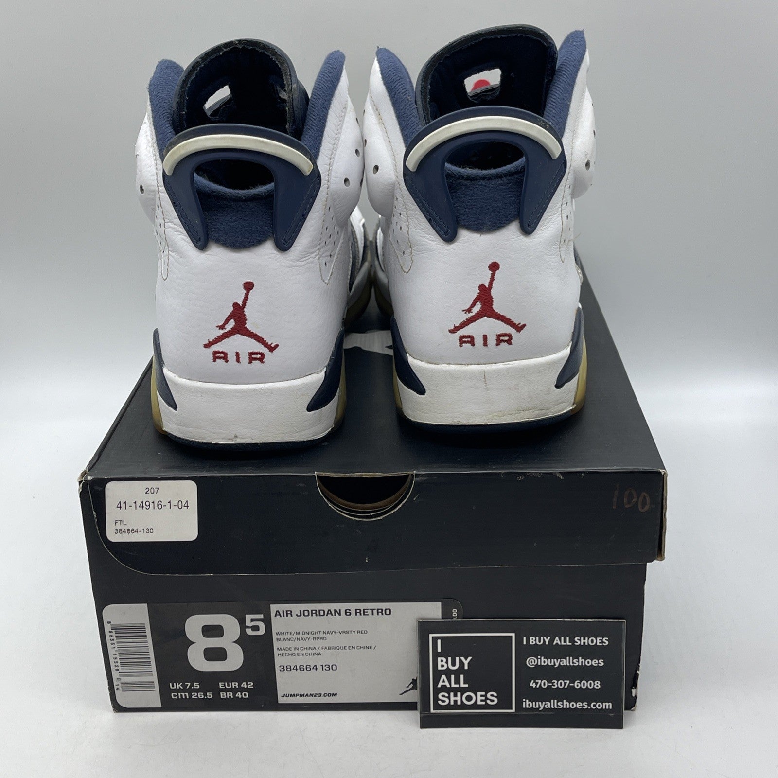Size 8.5 - Air Jordan 6 Retro 2012 Olympic (384664-130)