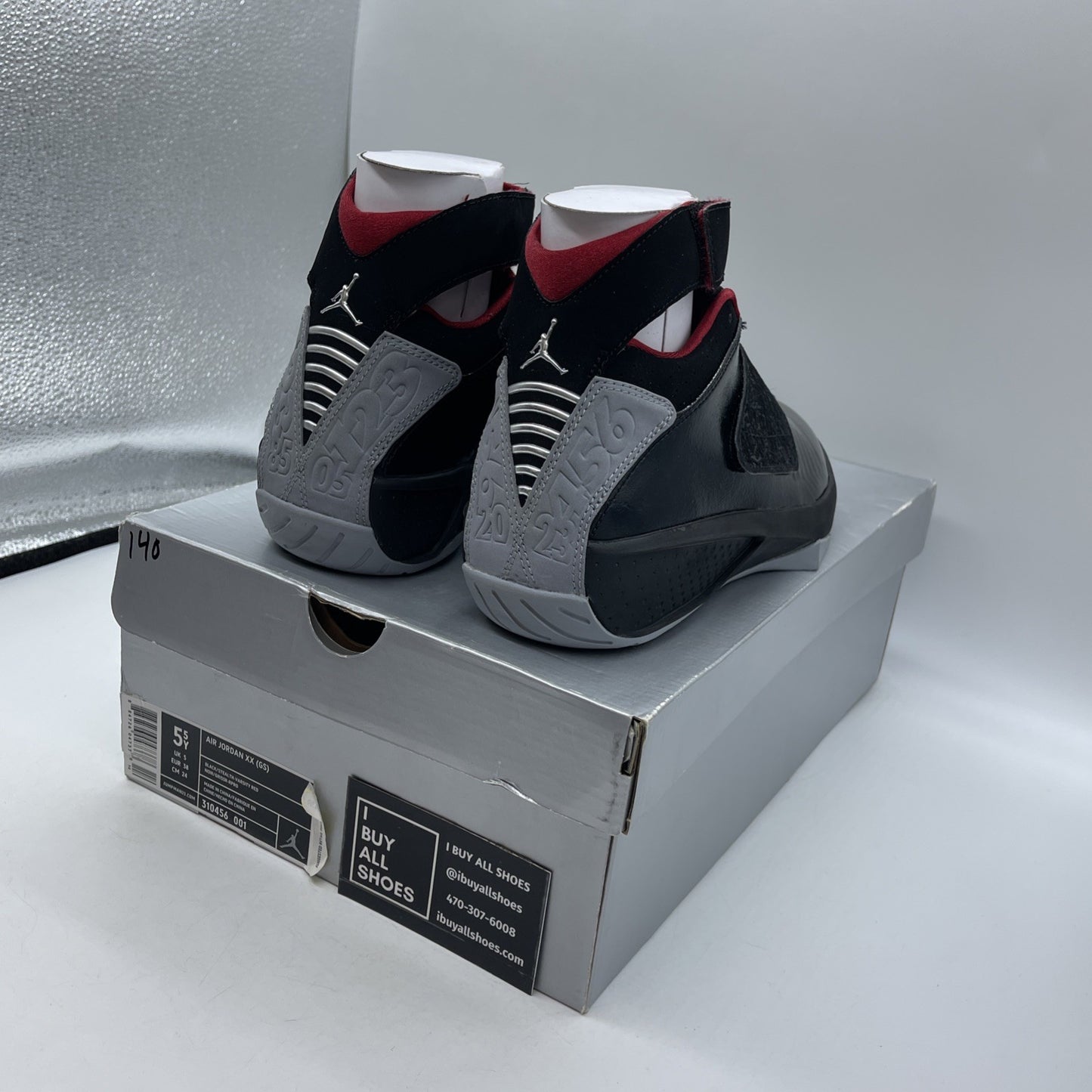 Size 5.5Y (GS) - Air Jordan 20 OG 2005 Mid Stealth Black Leather (310456-001)