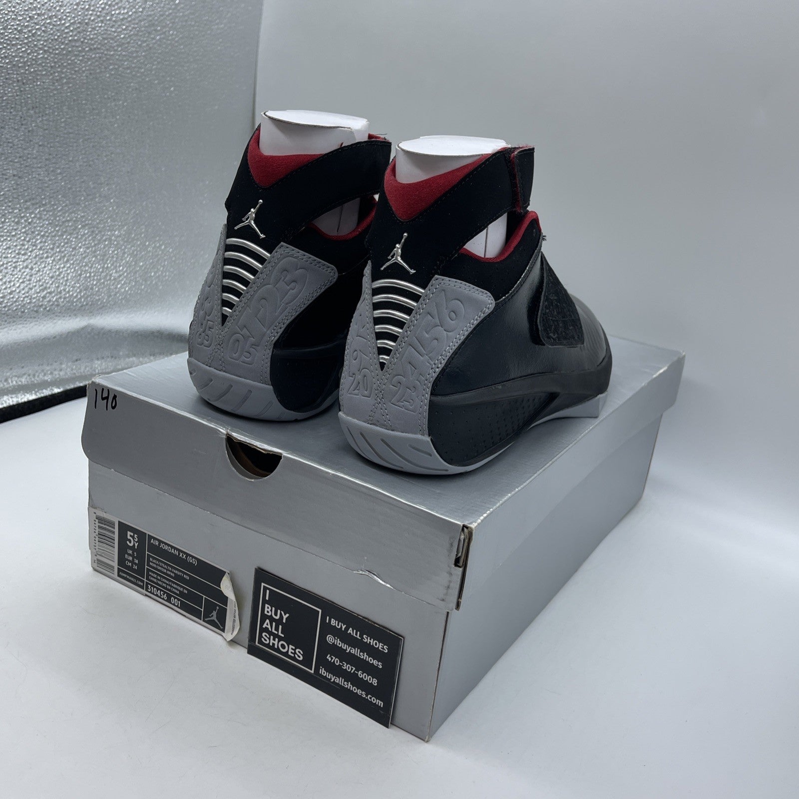 Size 5.5Y (GS) - Air Jordan 20 OG 2005 Mid Stealth Black Leather (310456-001)