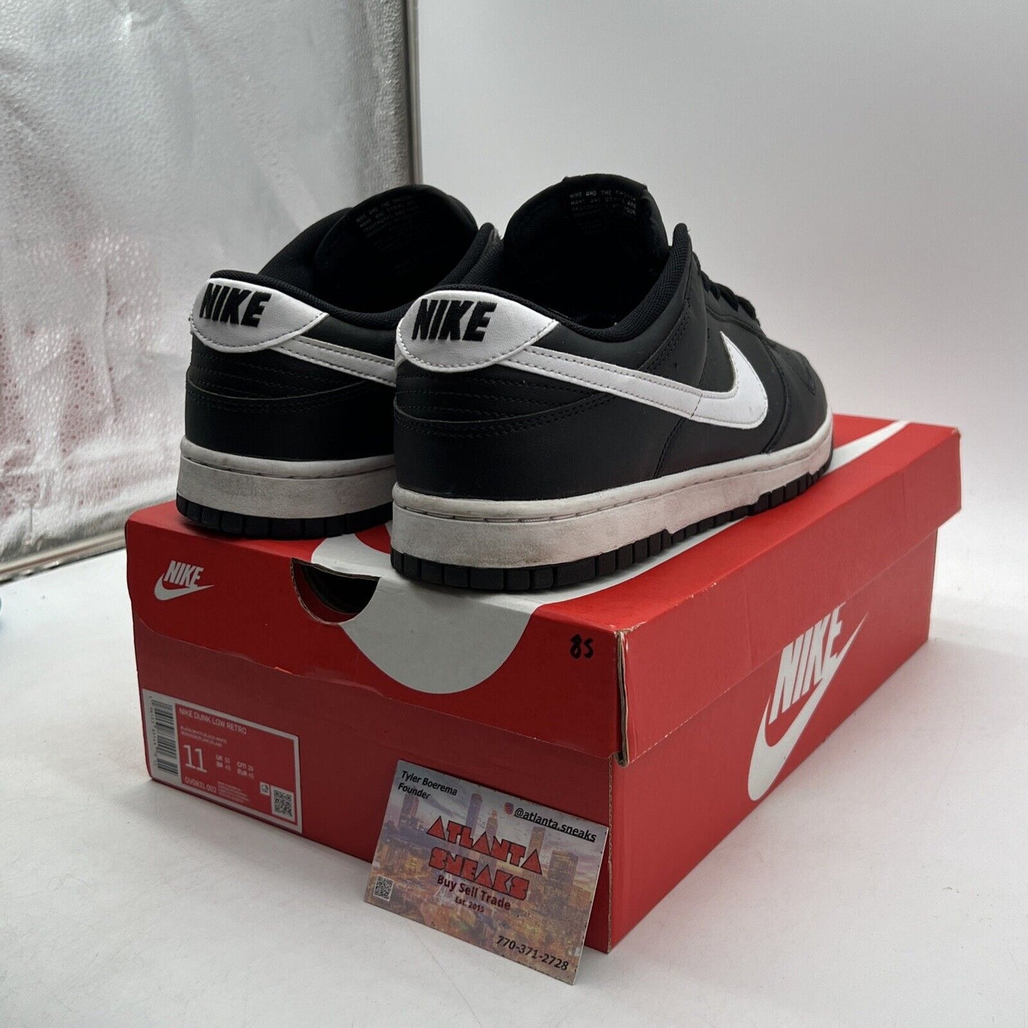 Size 11 - Nike Dunk Low Black Panda 2.0 White Leather (DV0831-002)