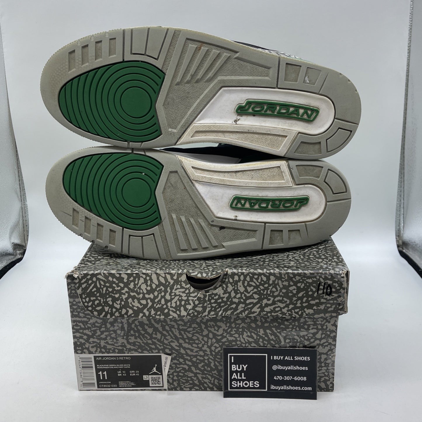 Size 11 - Jordan 3 Retro Mid Pine Green Grey Black Suede (CT8532-030)