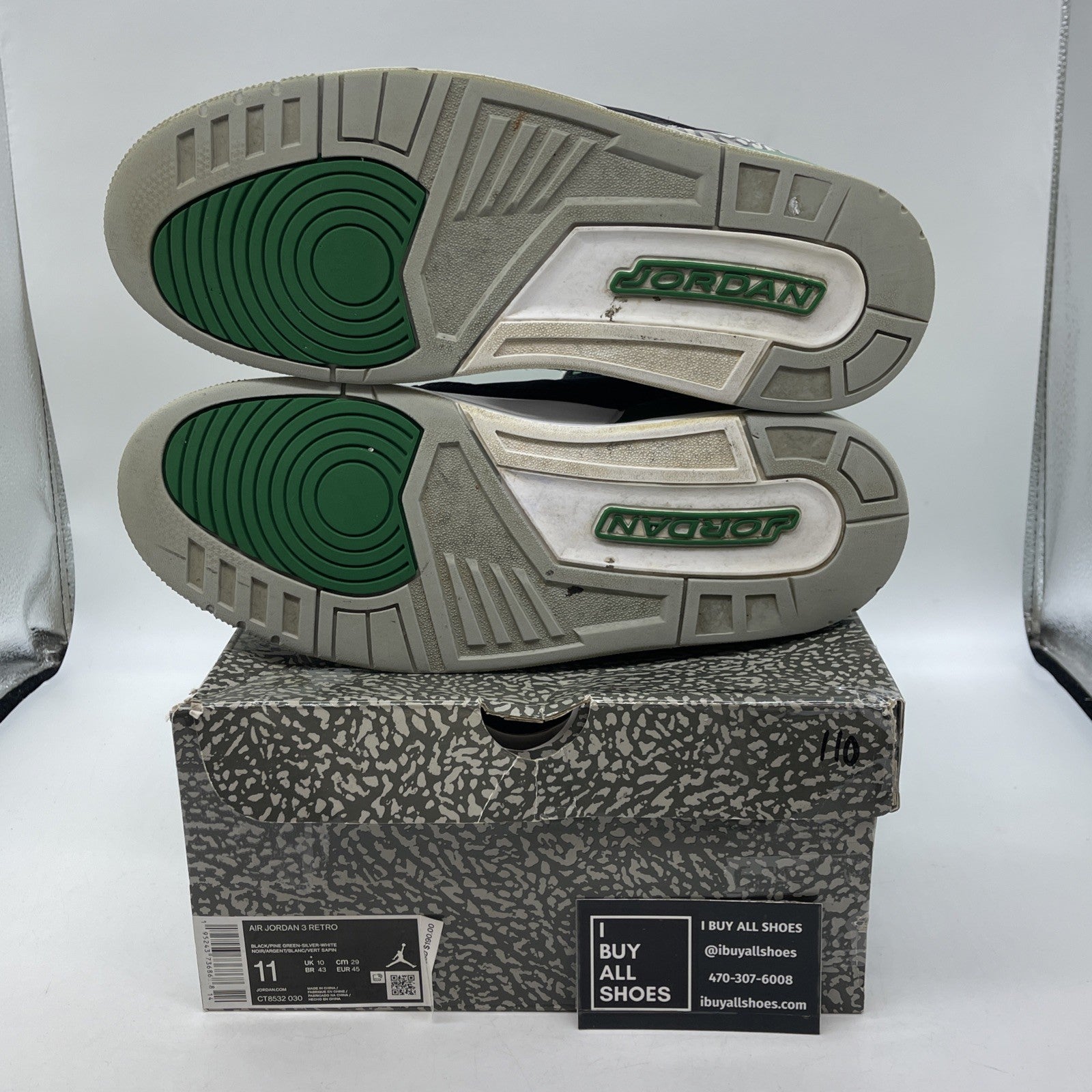 Size 11 - Jordan 3 Retro Mid Pine Green Grey Black Suede (CT8532-030)