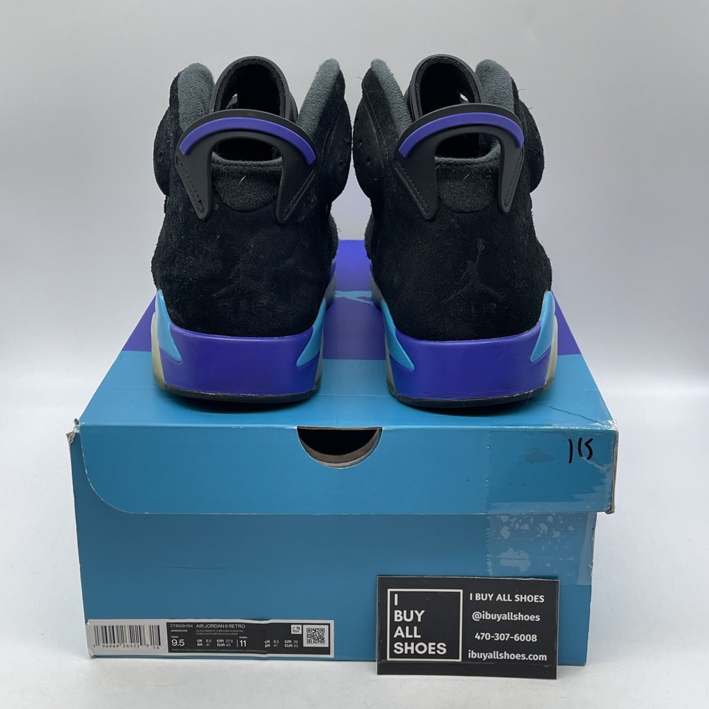 Size 9.5 - Air Jordan 6 Retro Aqua Black Purple Suede (CT8529-004)