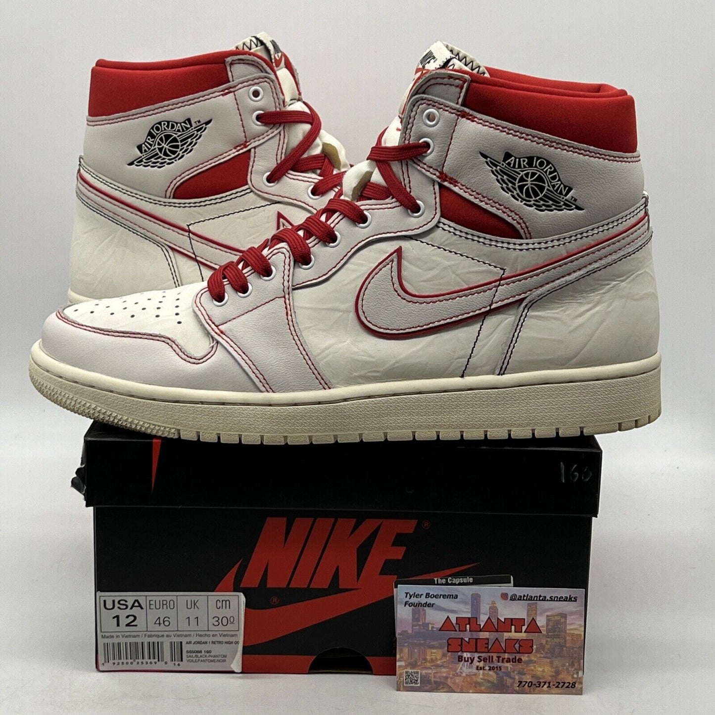 Size 12 - Air Jordan 1 Retro OG High Phantom Red White Black Leather 555088-160