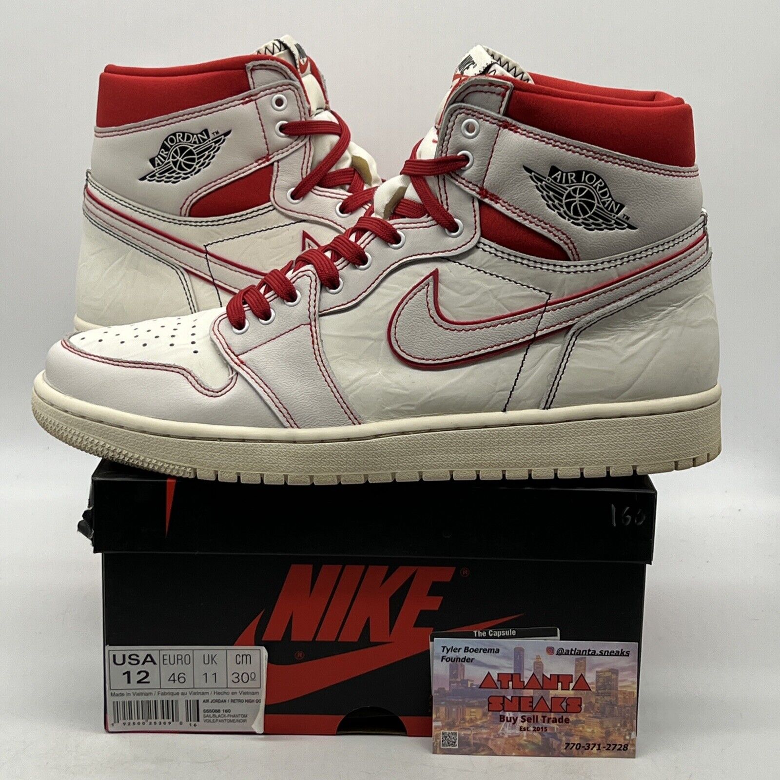 Size 12 - Air Jordan 1 Retro OG High Phantom Red White Black Leather 555088-160