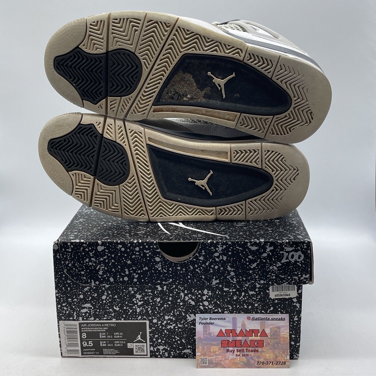 Size 8 - Jordan 4 Retro Mid Military Black White Suede Leather (DH6927-111)