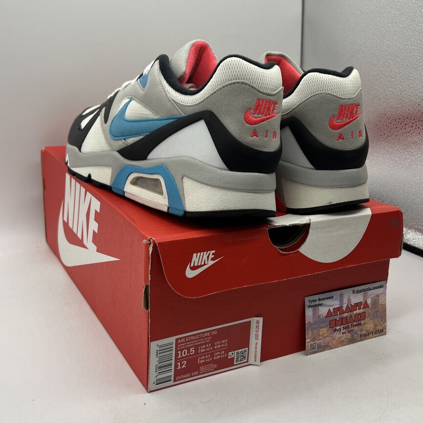 Size 10.5 - Nike Air Structure Triax 91 OG 2021 Neo Teal Grey White Black