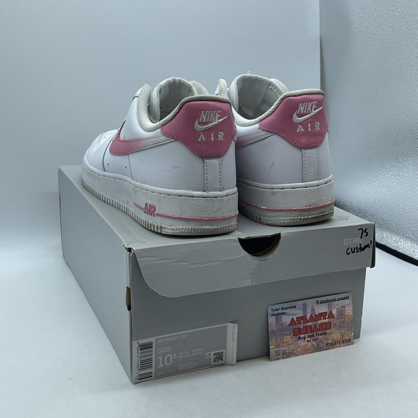 Size 10.5 - Nike Air Force 1 Low '07 White Pink Leather Custom* (315122-111)