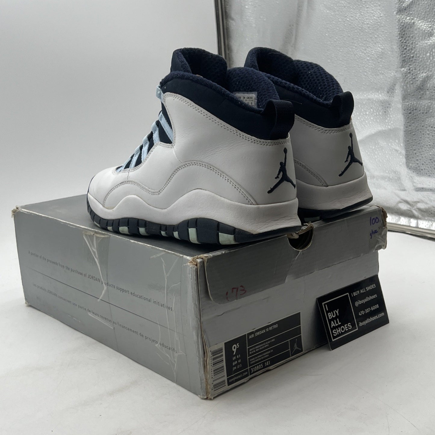 Size 9.5 - Air Jordan 10 Retro 2005 Ice Blue (310805-141)