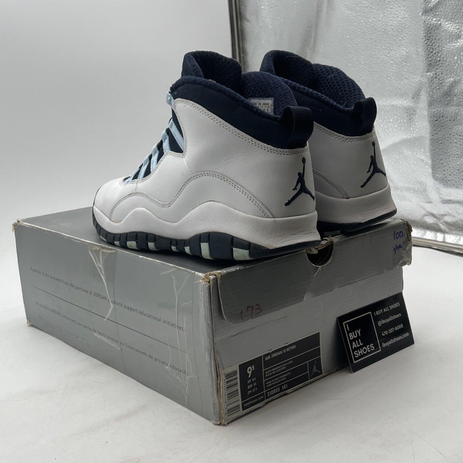 Size 9.5 - Air Jordan 10 Retro 2005 Ice Blue (310805-141)