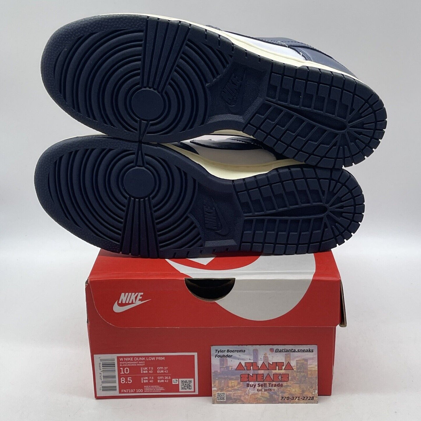 Size 10W - Nike Dunk Premium Low Vintage Navy White Leather (FN7197-100)