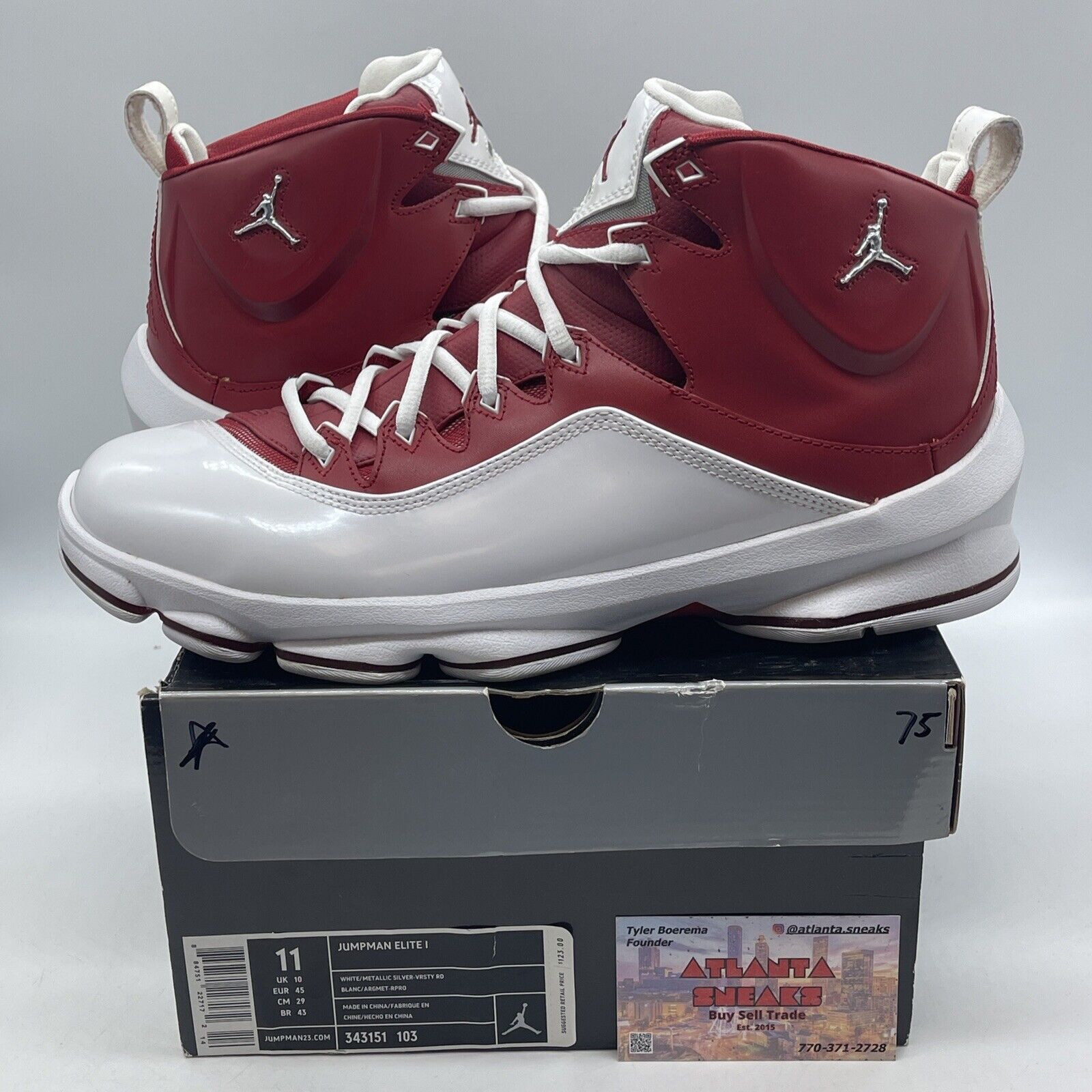 Size 11 - Jordan Jumpman Elite 1 White Varsity Red White Leather (343151-103)
