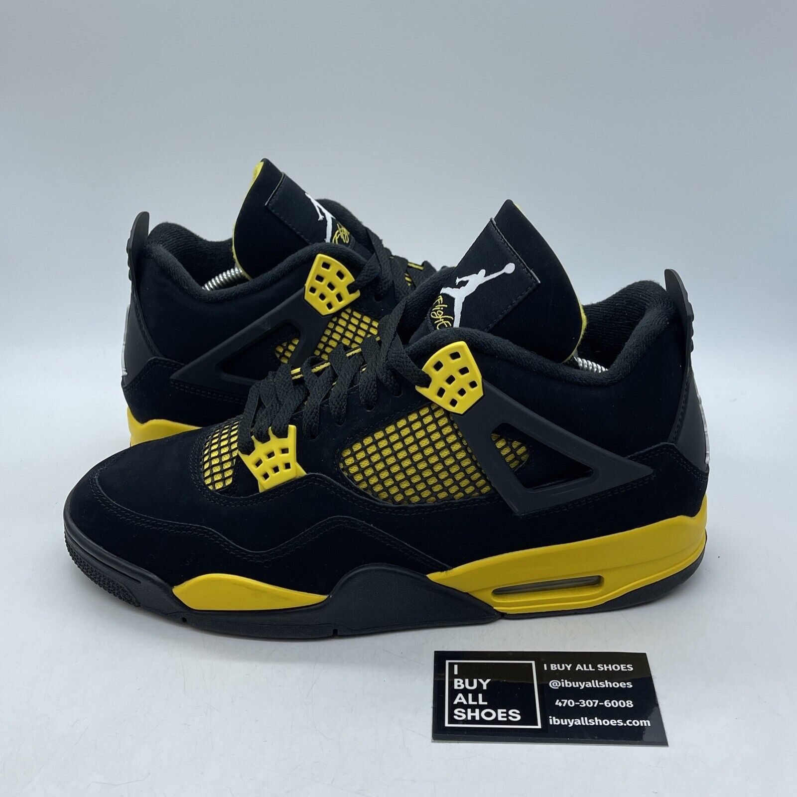 Size 10.5 - Jordan 4 Retro Mid Thunder Black Yellow White Suede (DH6927-017)